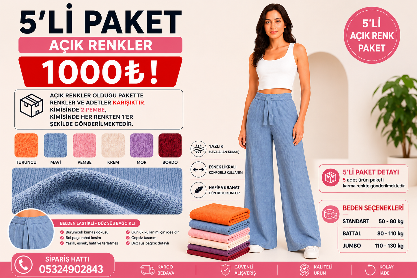 Yazlık Bol Paça Pantolon
