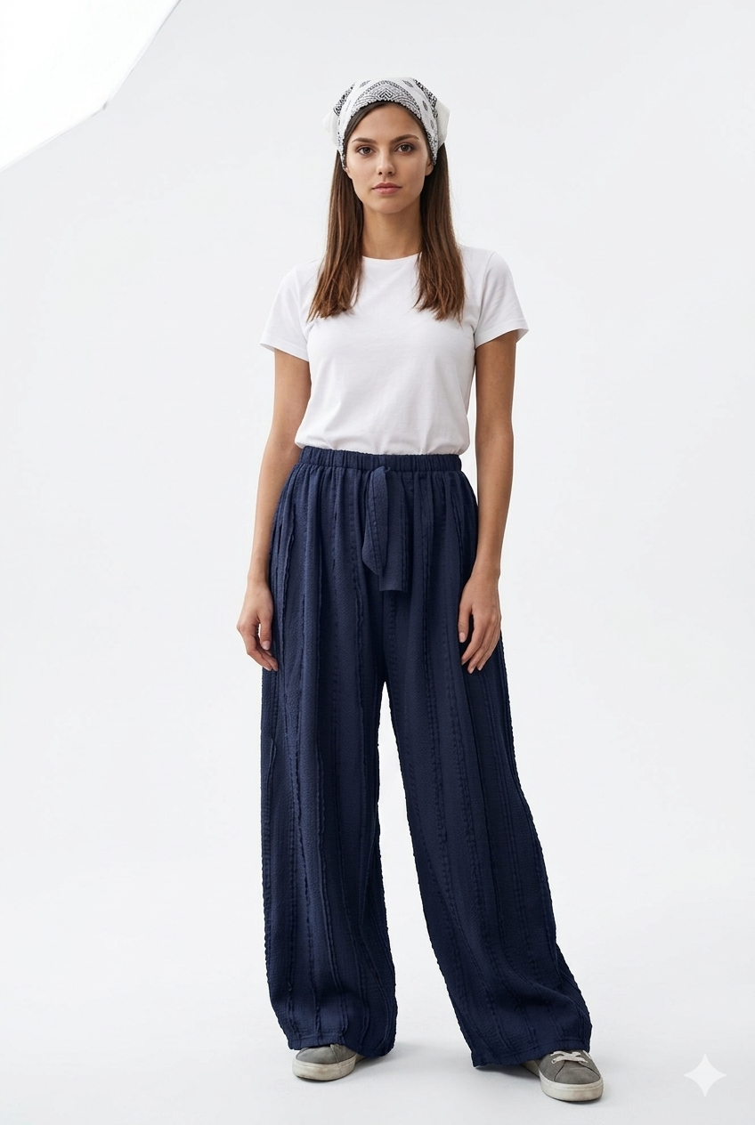 Ultra Esnek Saçaklı Bol Paça Pantolon