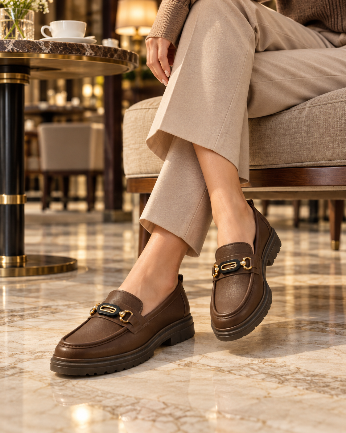 Lorin Metal Detaylı Kalın Taban Kadın Loafer Ayakkabı