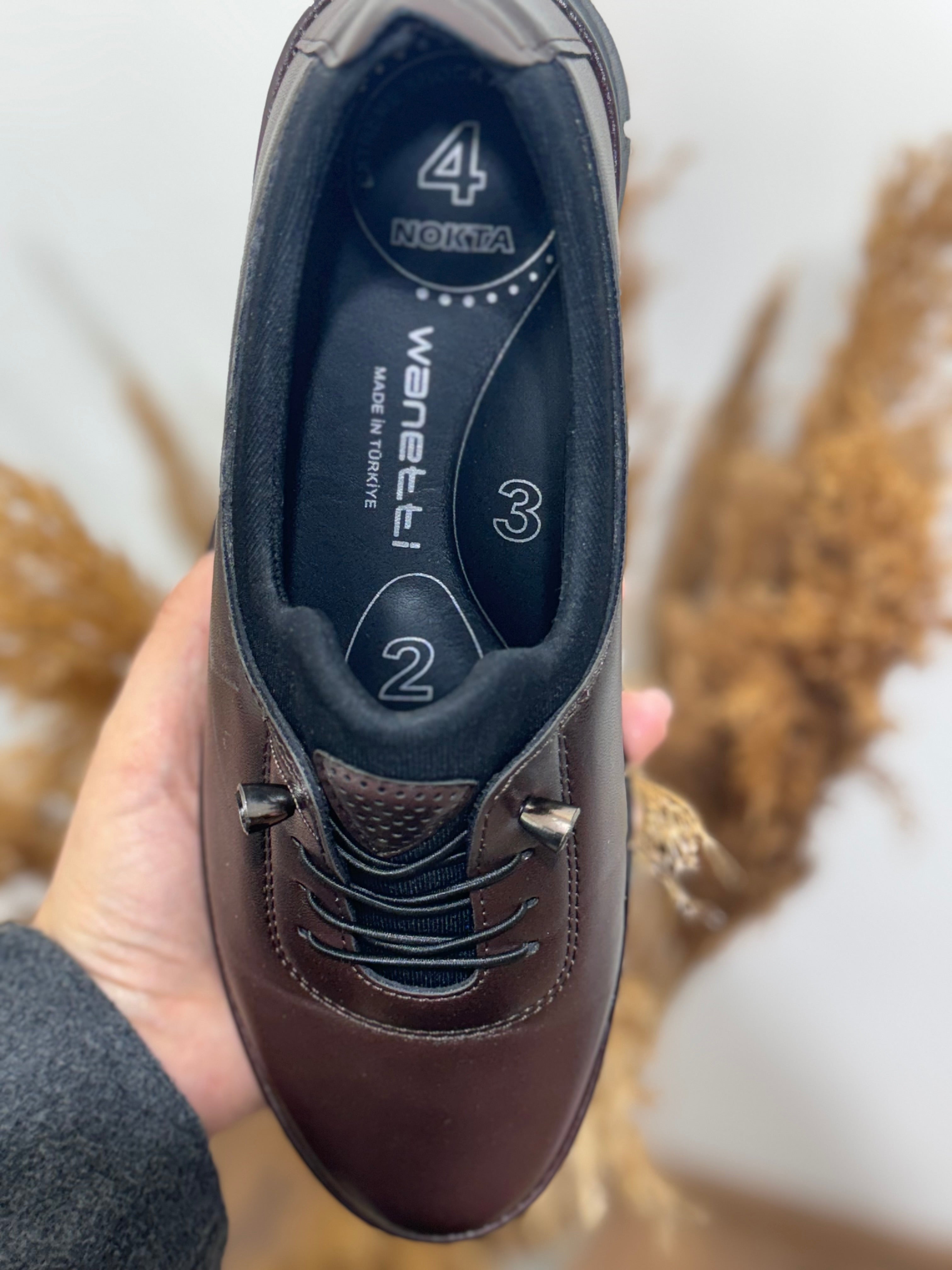 DALGIÇ KUMAŞ DERİ TABAN LASTİK BAĞCIKLI ORTOPEDİK TABAN MEVSİMLİK KADIN AYAKKABI