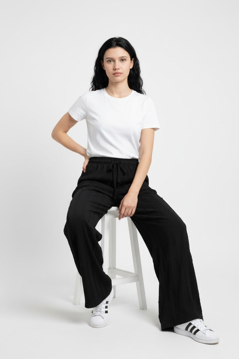 Ultra Esnek Saçaklı Bol Paça Pantolon