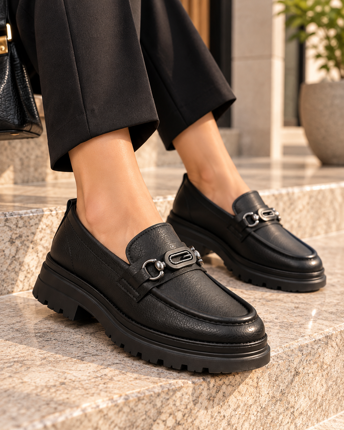 Lorin Metal Detaylı Kalın Taban Kadın Loafer Ayakkabı