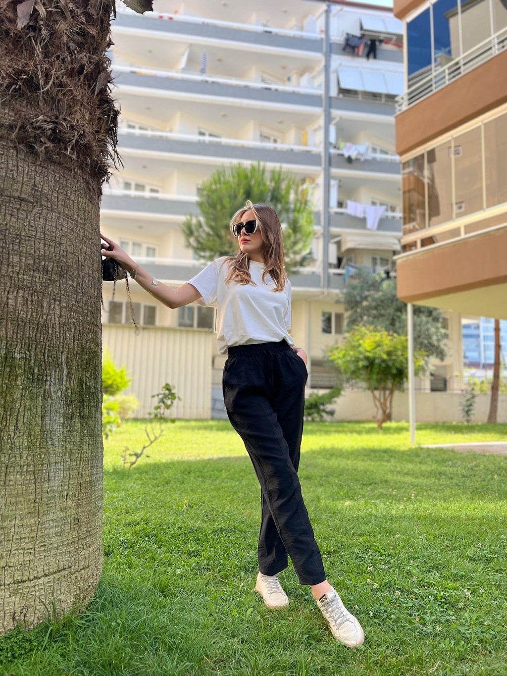 Bambu Crush Keten Yazlık Pantolon