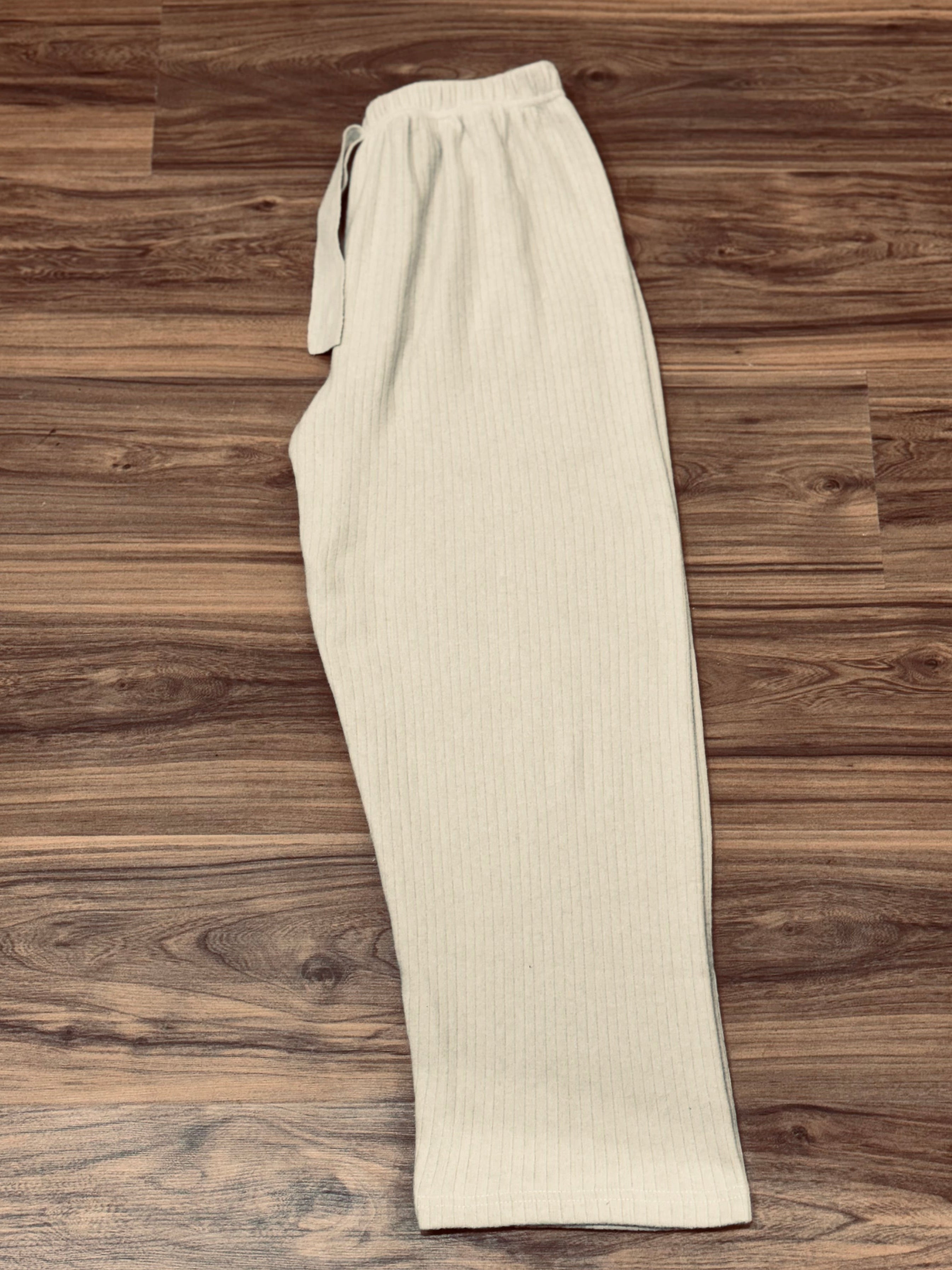 %100 Pamuklu Fitilli Interlok Kumaş Enine Boyuna Esnek Pijama Pantolon - 3 adet 600tl