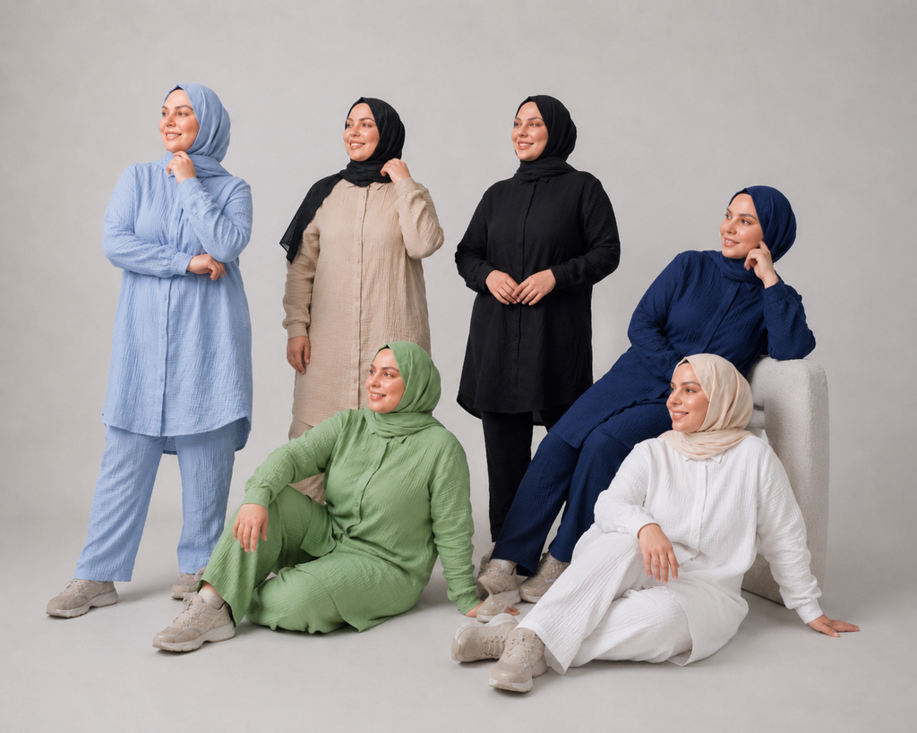 MUSLİN KUMAŞ UZUN DÜĞMELİ TUNİK