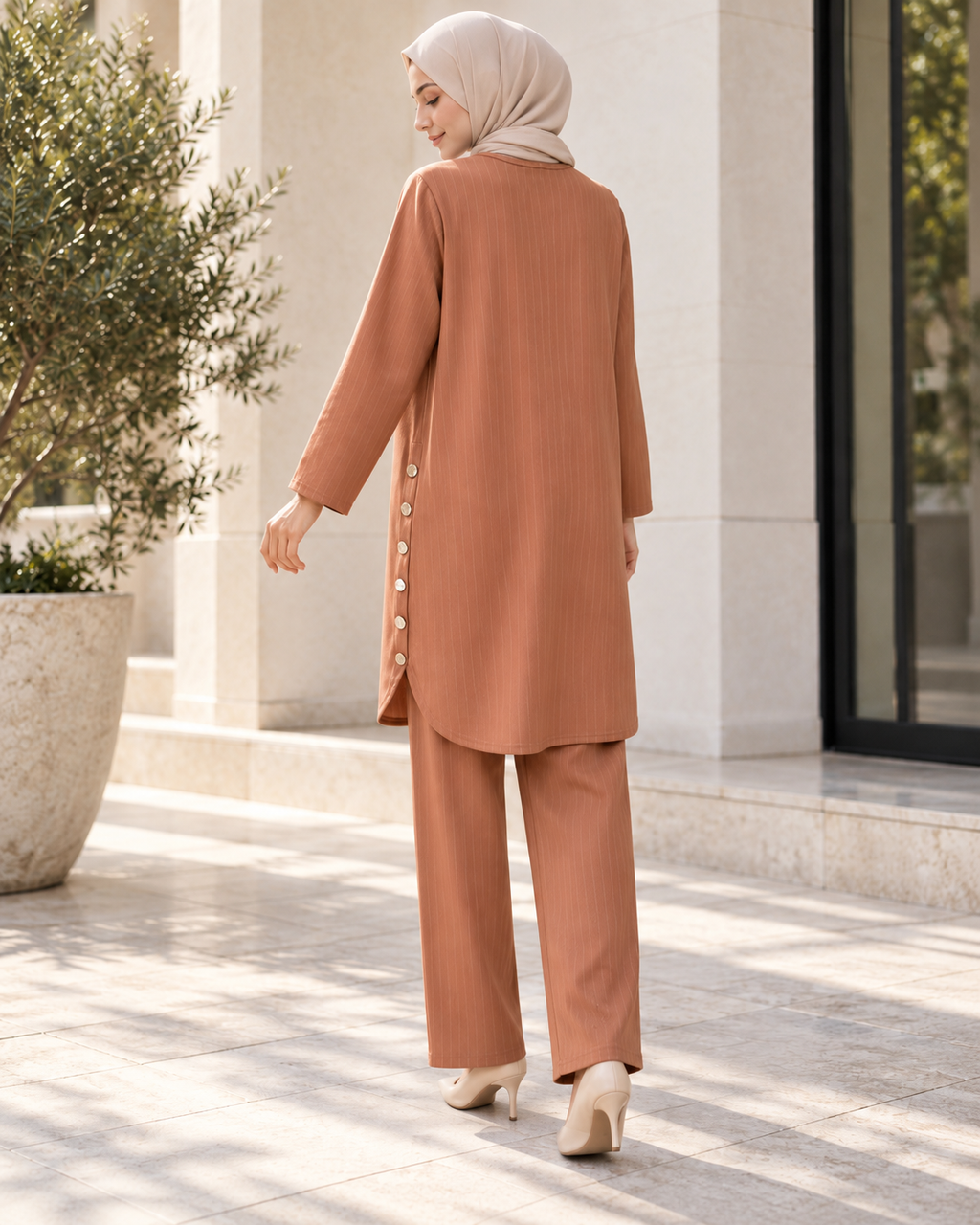 Liva Dökümlü Tunik Pantolon Kadın Takım