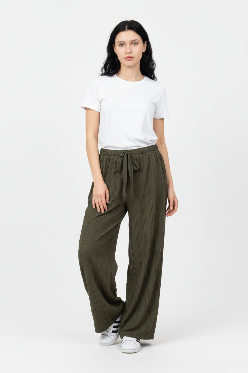 Ultra Esnek Saçaklı Bol Paça Pantolon