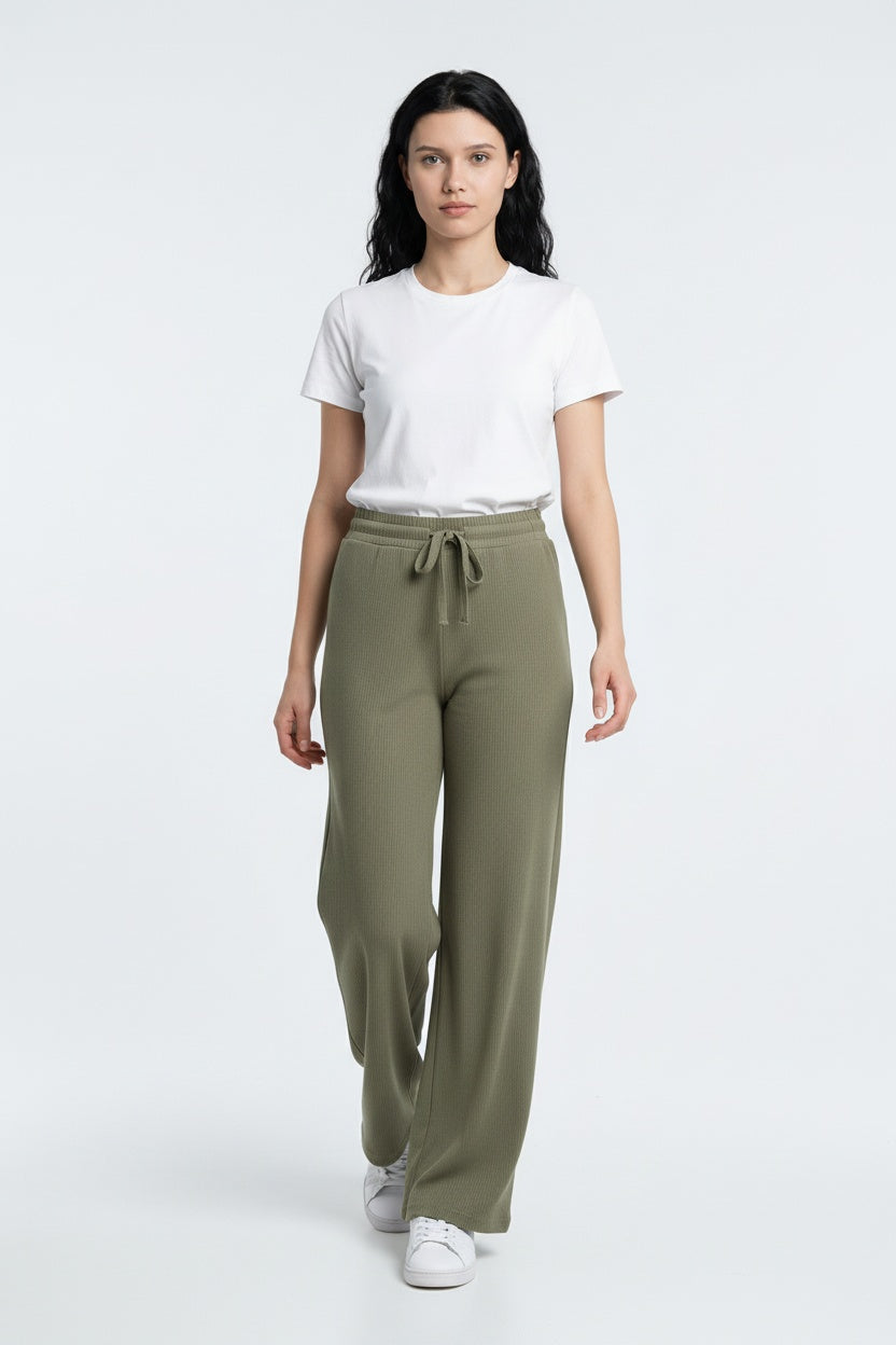 GOFRE KUMAŞ ENİNE BOYUNA ESNEK KUMAŞ PANTOLON