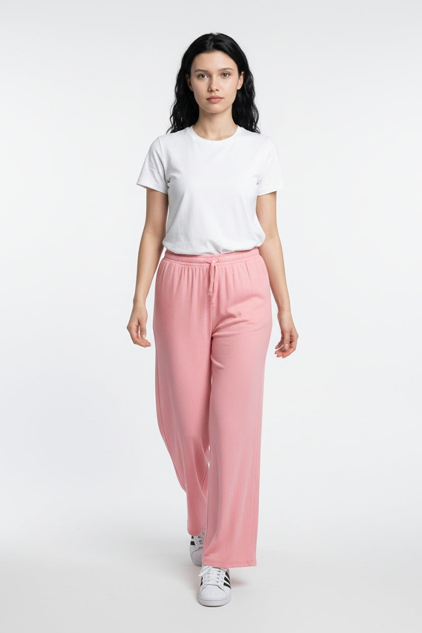 GOFRE KUMAŞ ENİNE BOYUNA ESNEK KUMAŞ PANTOLON