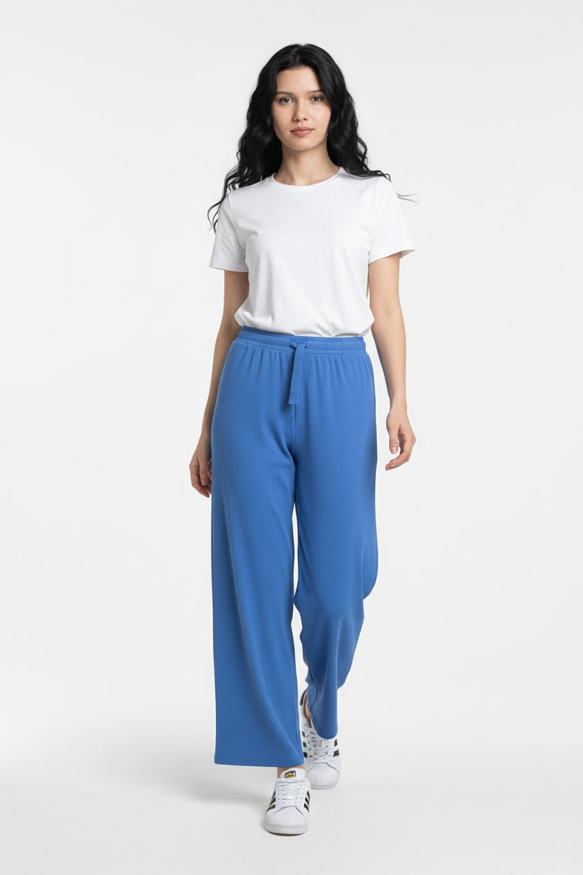 GOFRE KUMAŞ ENİNE BOYUNA ESNEK KUMAŞ PANTOLON