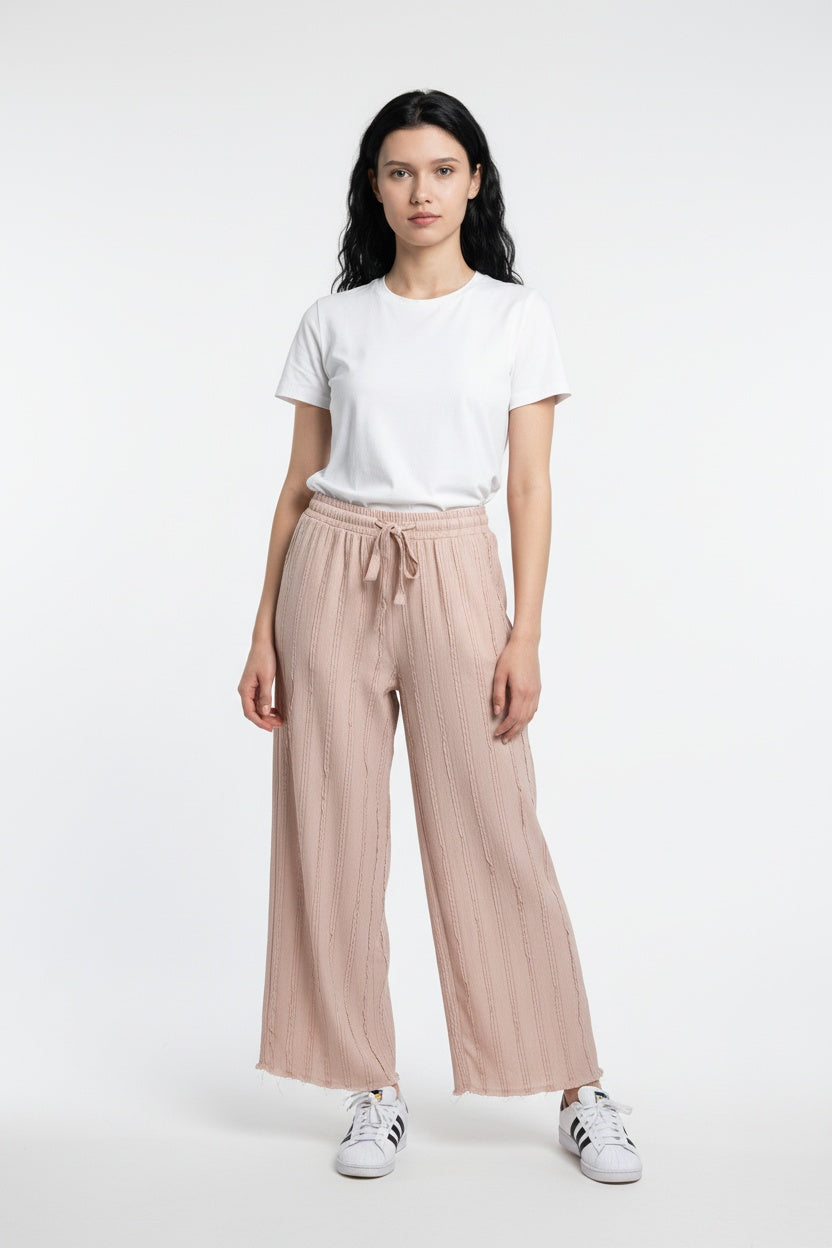 Ultra Esnek Saçaklı Bol Paça Pantolon