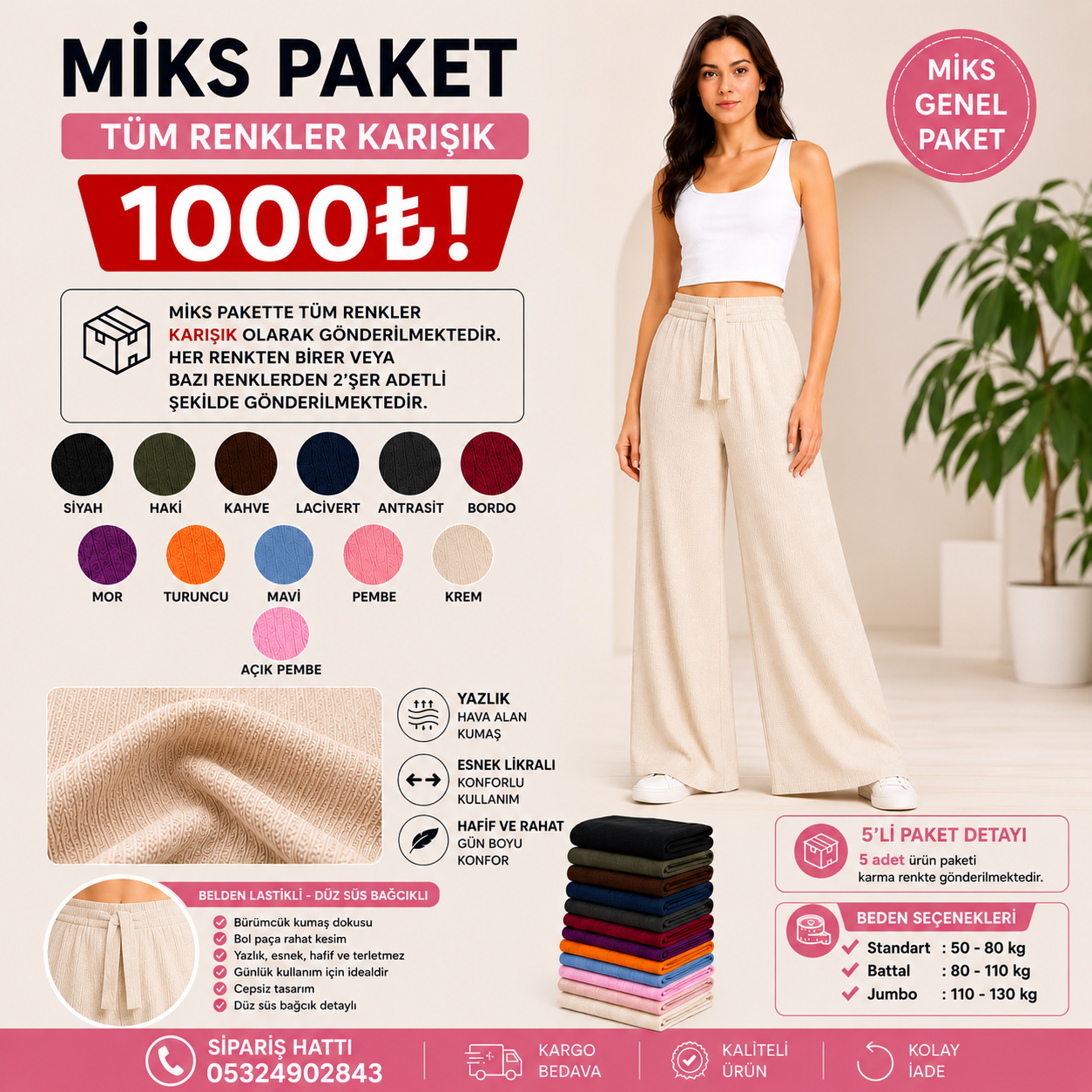 Yazlık Bol Paça Pantolon