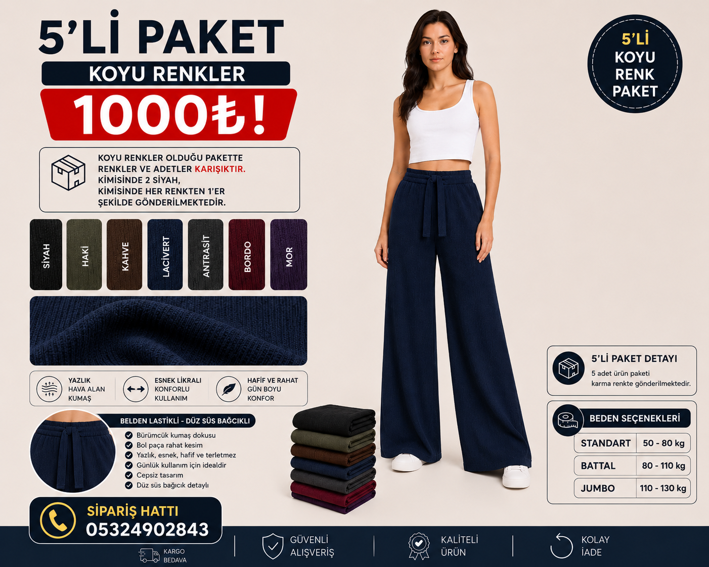 Yazlık Bol Paça Pantolon