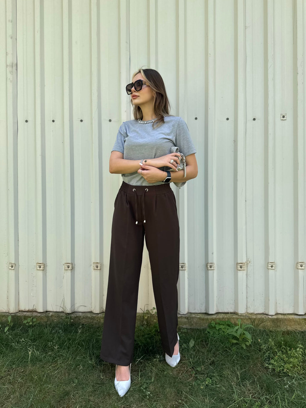 DOUBLE KREP KUMAŞ BOL PAÇA PANTOLON