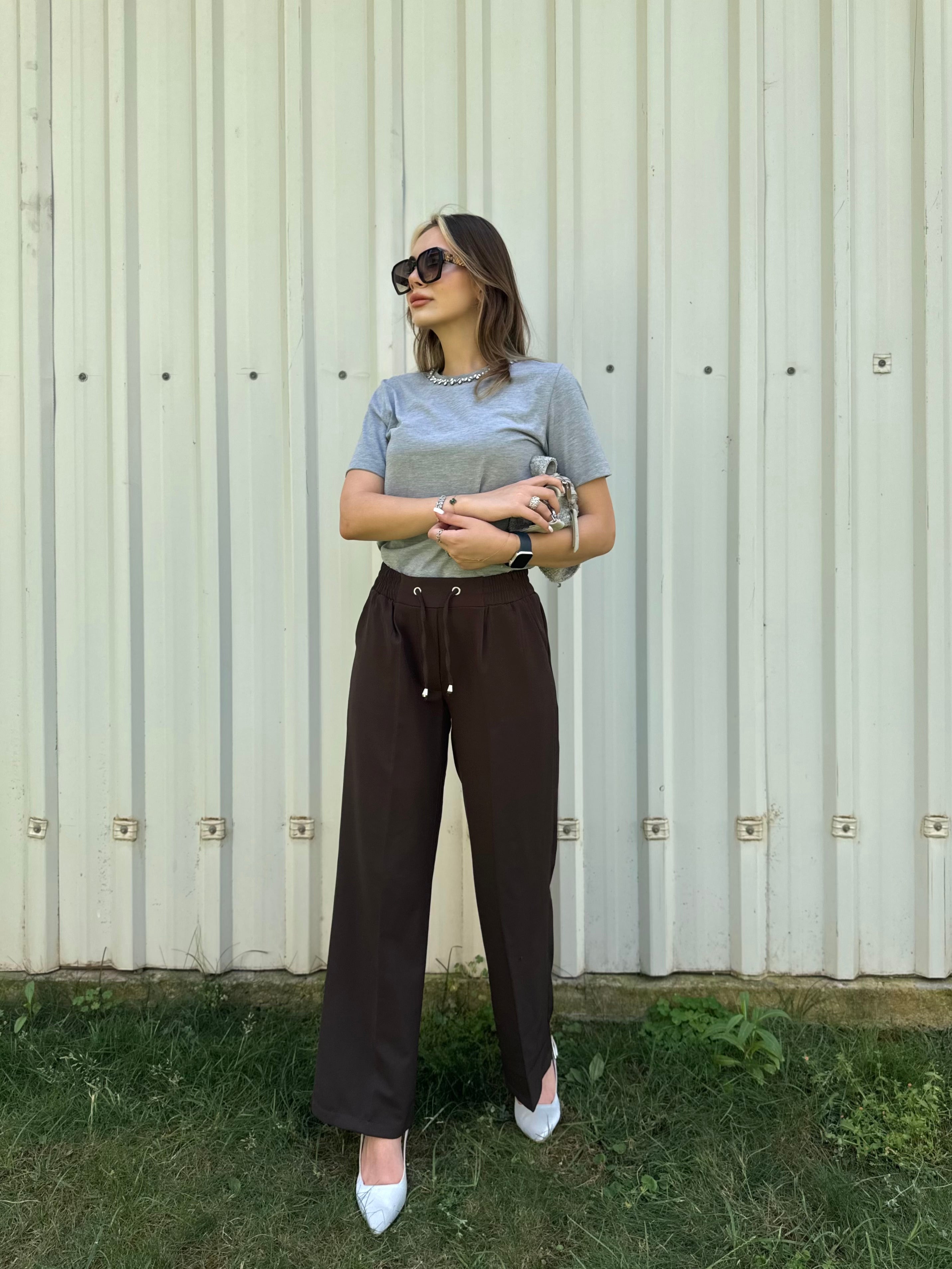 DOUBLE KREP KUMAŞ BOL PAÇA PANTOLON