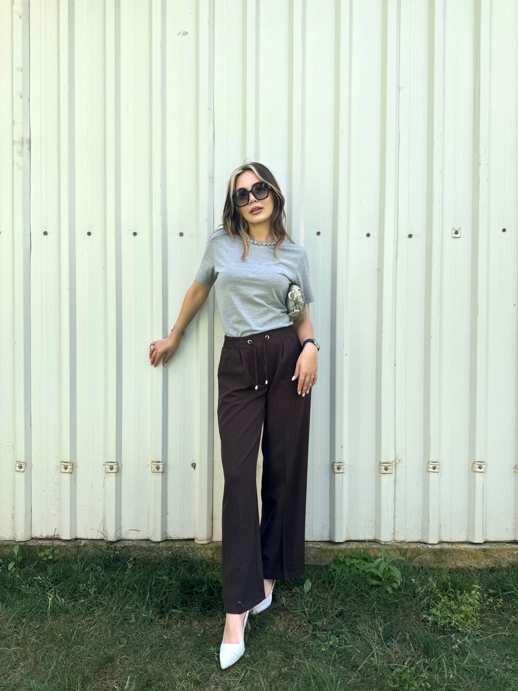 DOUBLE KREP KUMAŞ BOL PAÇA PANTOLON