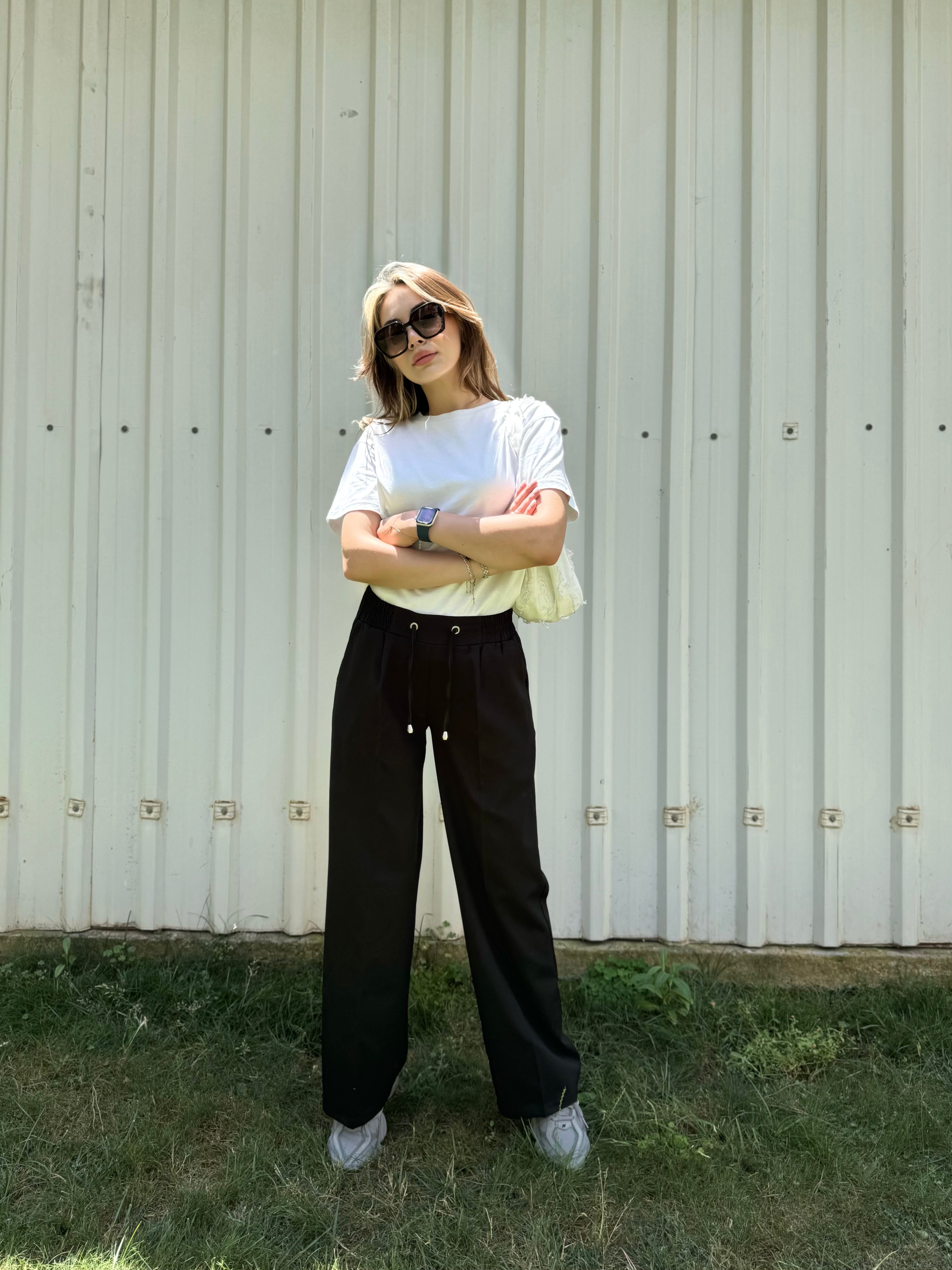 DOUBLE KREP KUMAŞ BOL PAÇA PANTOLON