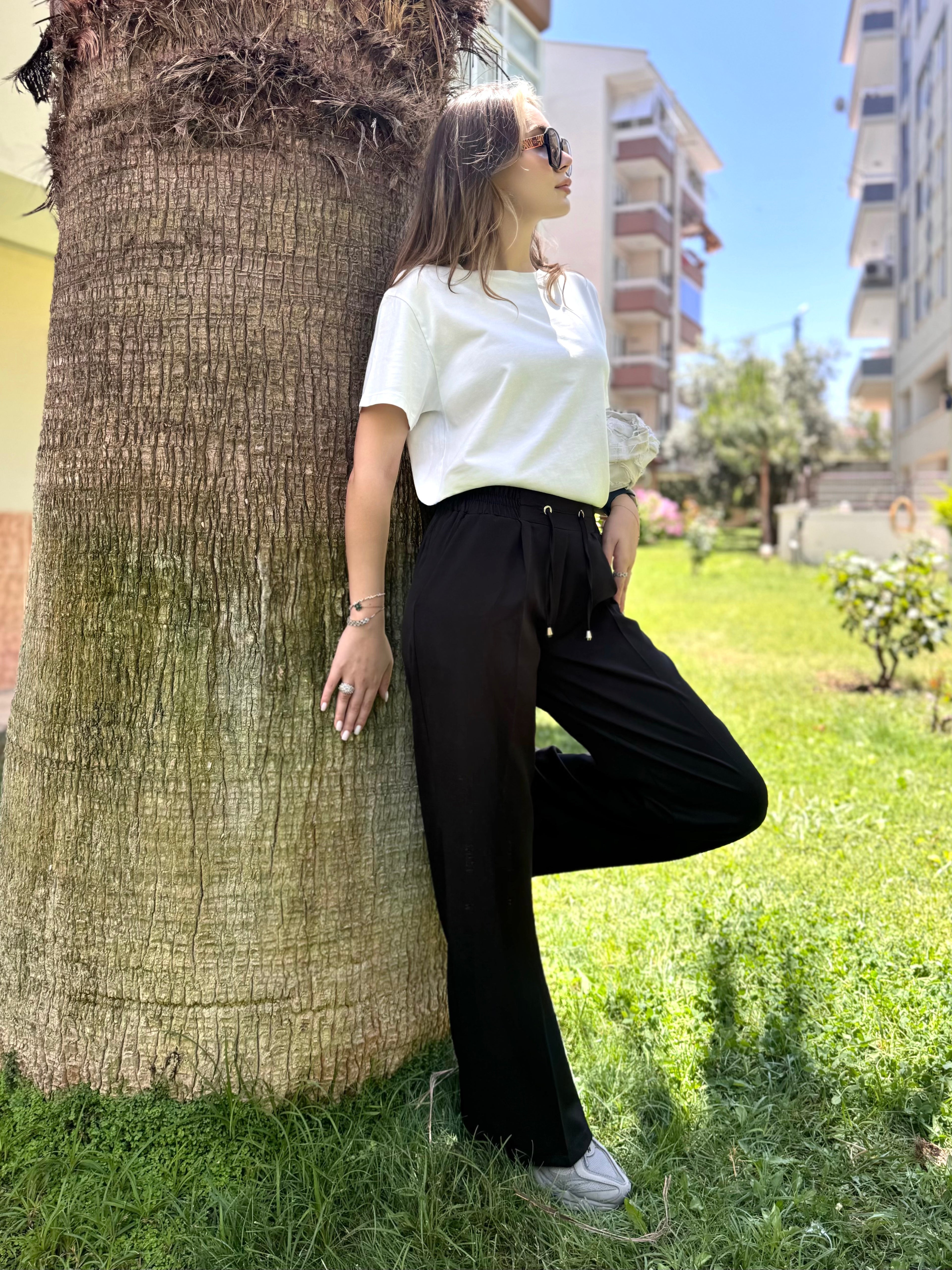 DOUBLE KREP KUMAŞ BOL PAÇA PANTOLON