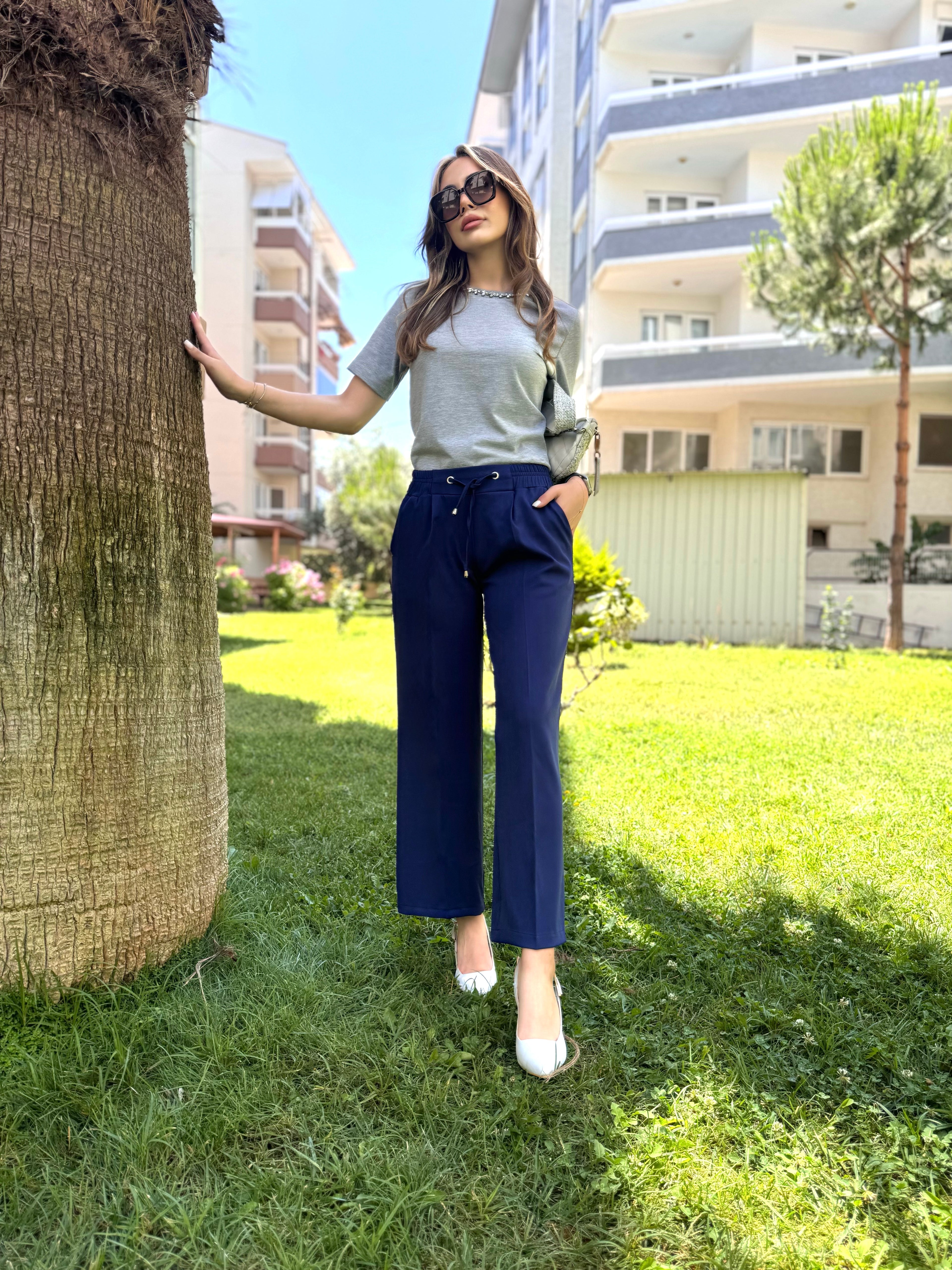 DOUBLE KREP KUMAŞ BOL PAÇA PANTOLON