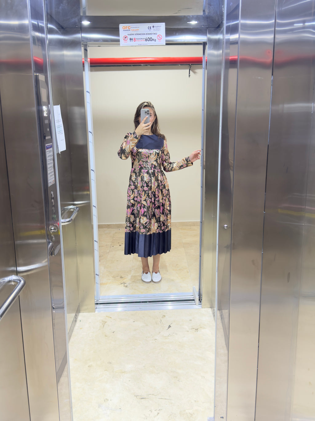 Çiçek Kaplamalı Saten Midi Boy Eteği Pliseli Özel Tasarım Abiye SON ADET