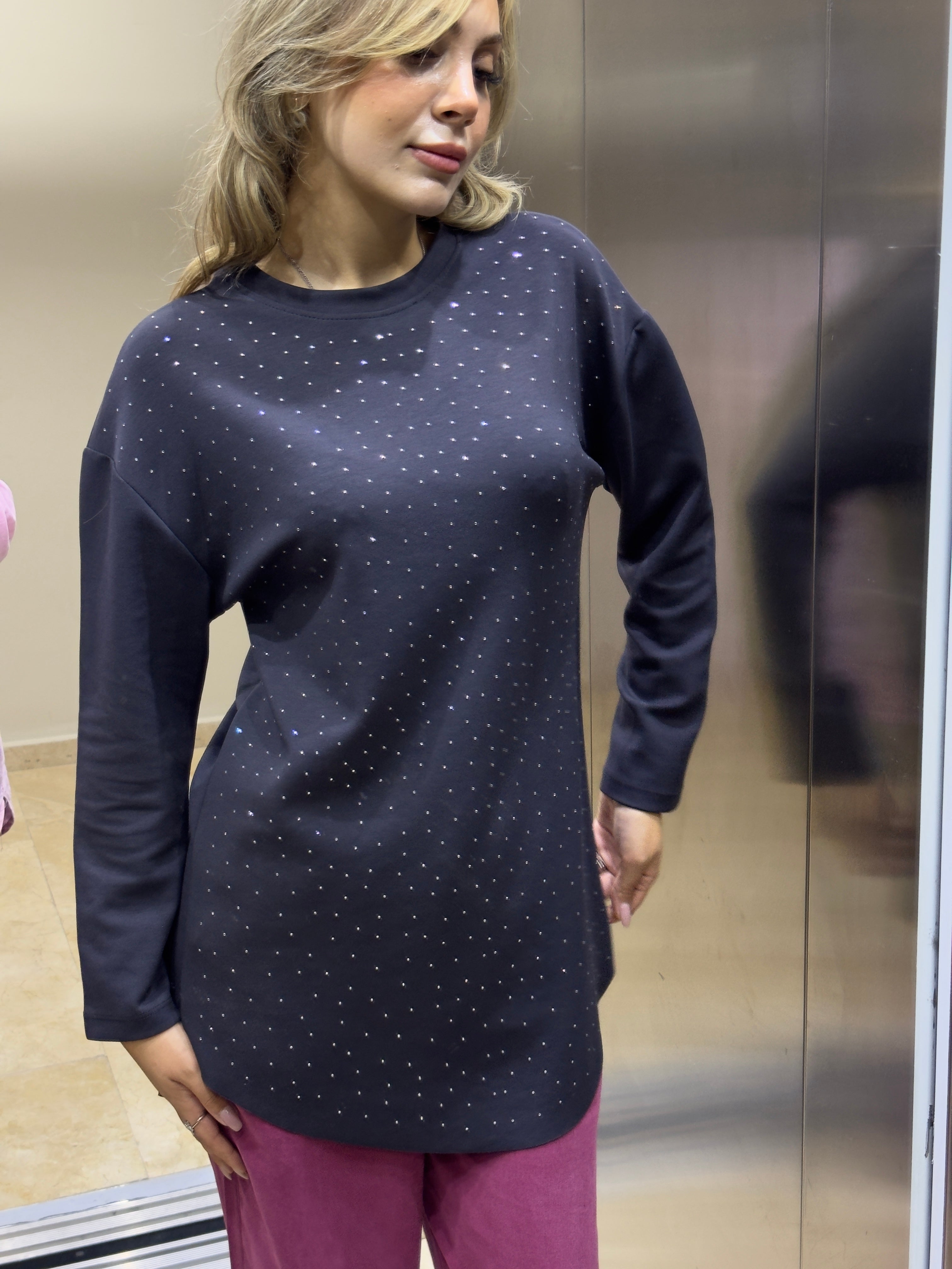 Parıltılı Modal Kumaş Pamuklu Tüylenmeyen Spor ve Şık Oversize Tunik