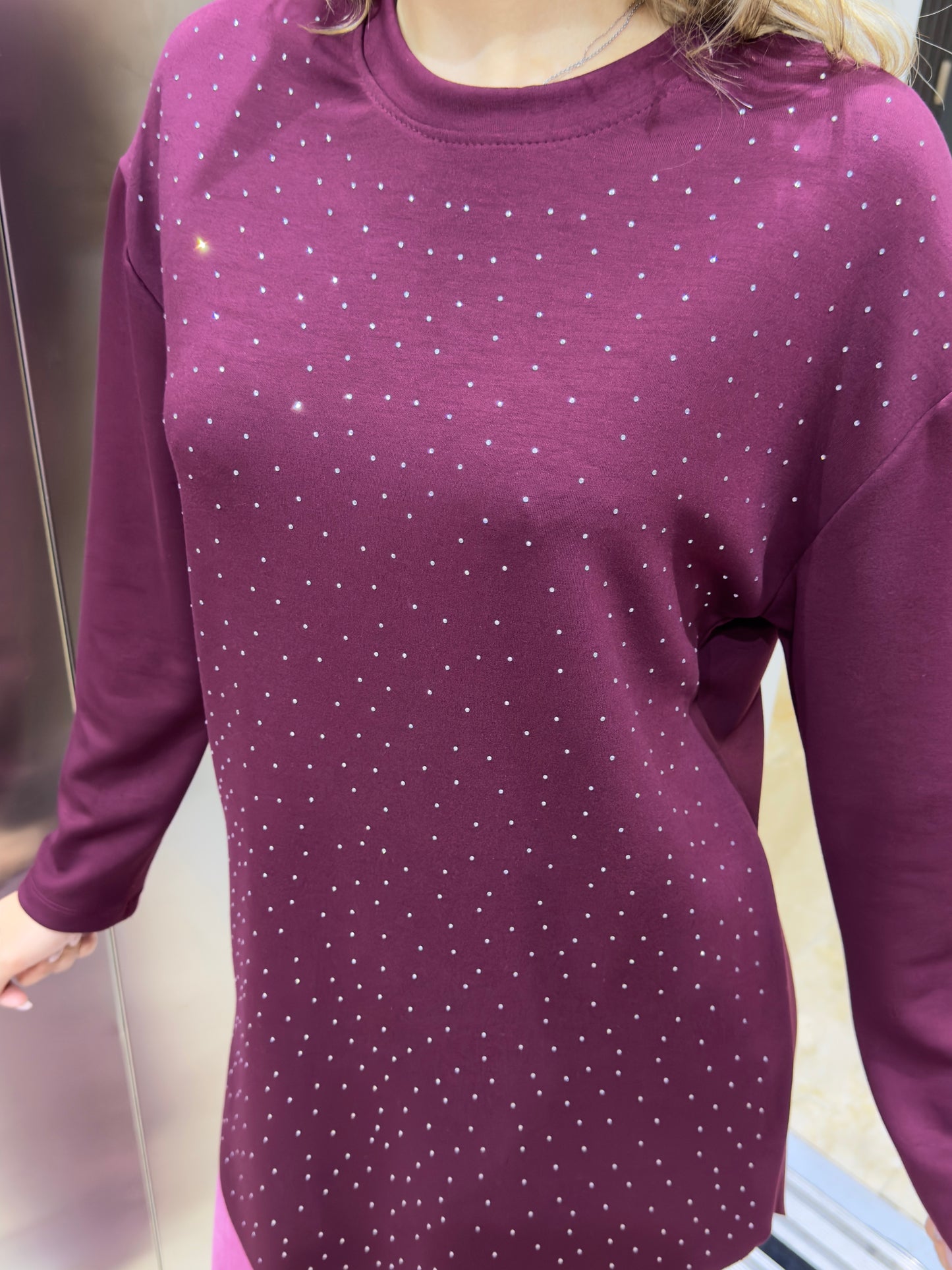 Parıltılı Modal Kumaş Pamuklu Tüylenmeyen Spor ve Şık Oversize Tunik