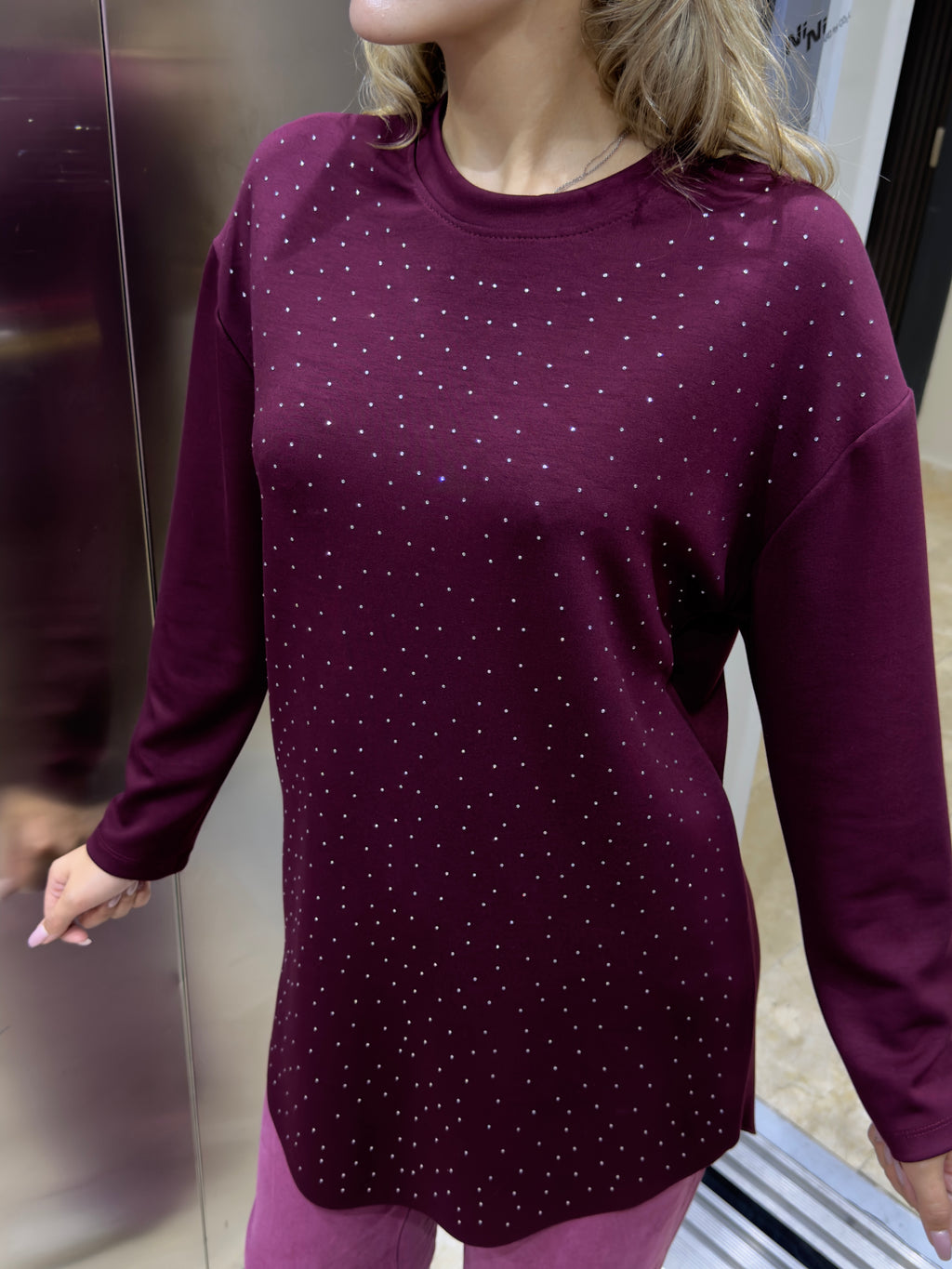 Parıltılı Modal Kumaş Pamuklu Tüylenmeyen Spor ve Şık Oversize Tunik