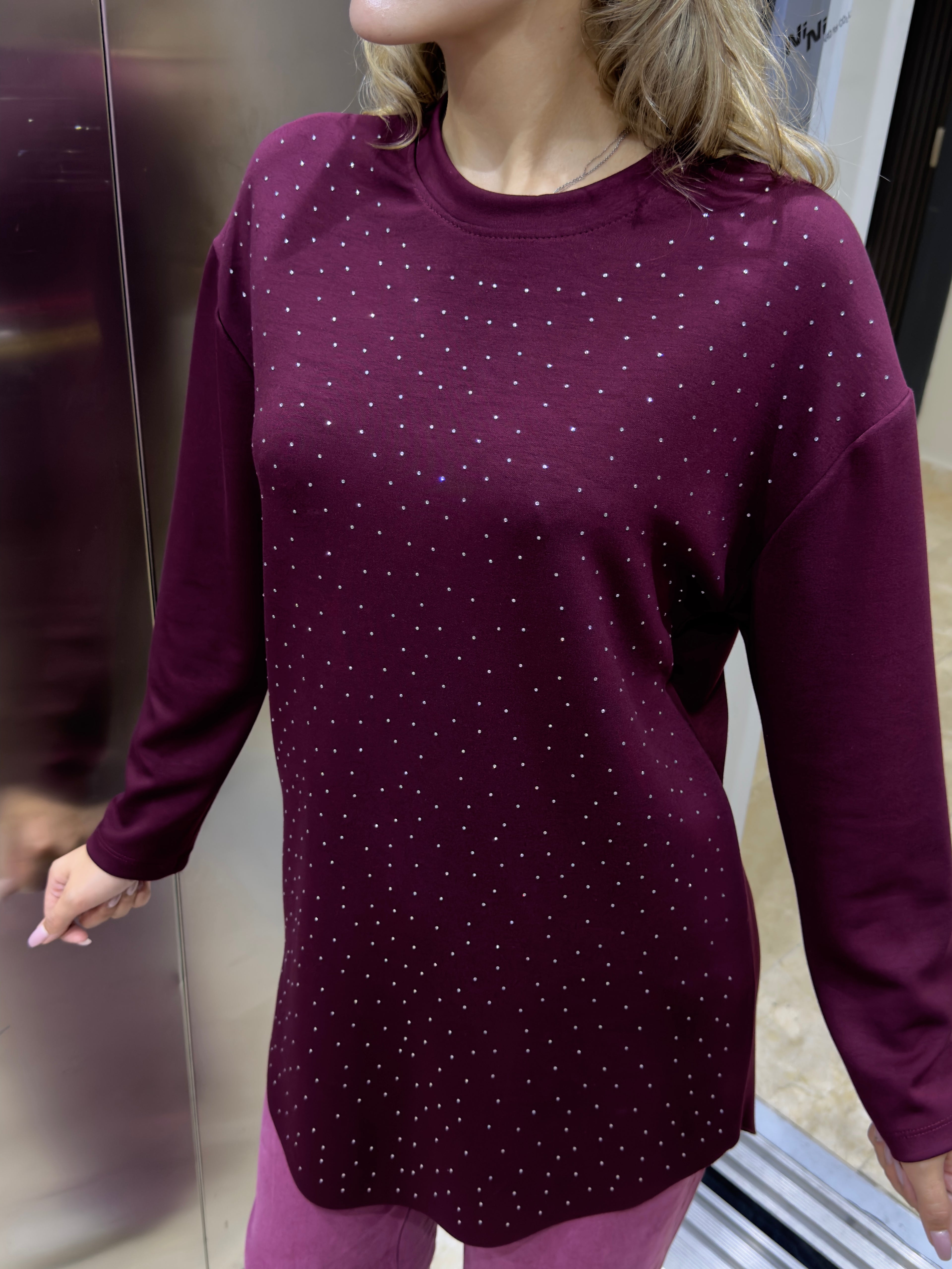 Parıltılı Modal Kumaş Pamuklu Tüylenmeyen Spor ve Şık Oversize Tunik