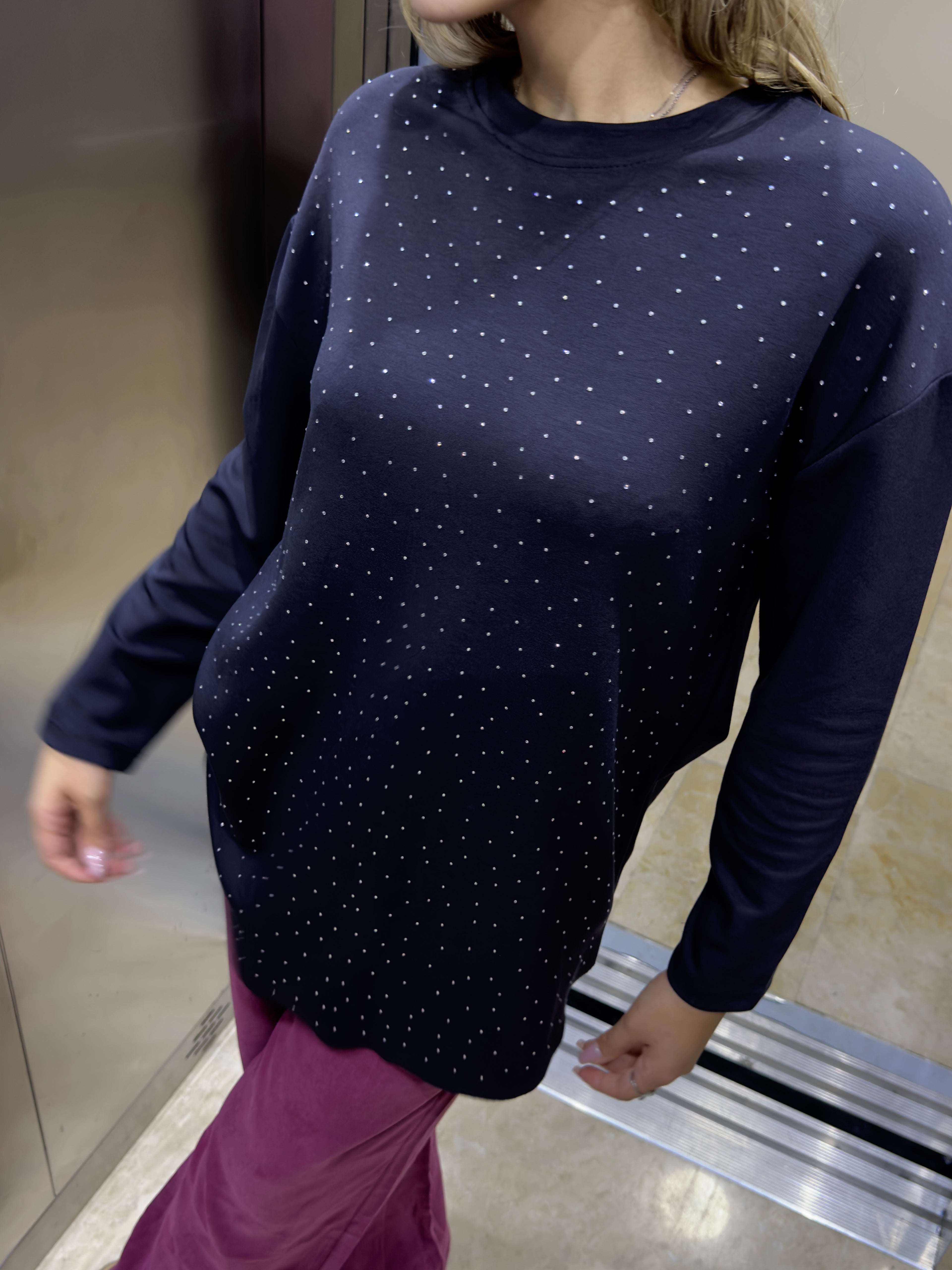 Parıltılı Modal Kumaş Pamuklu Tüylenmeyen Spor ve Şık Oversize Tunik