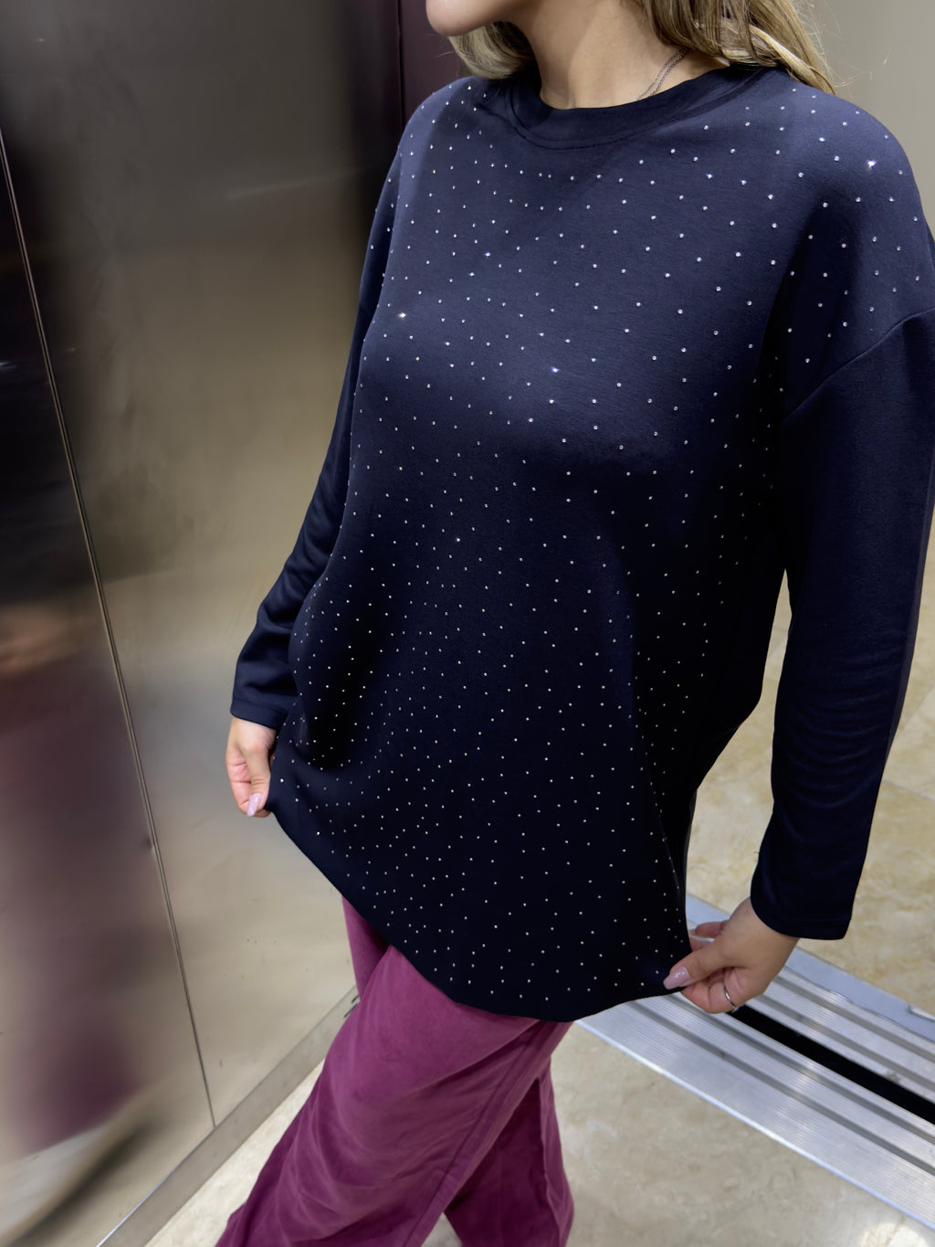 Parıltılı Modal Kumaş Pamuklu Tüylenmeyen Spor ve Şık Oversize Tunik