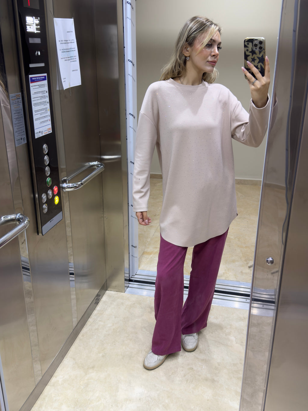 Parıltılı Modal Kumaş Pamuklu Tüylenmeyen Spor ve Şık Oversize Tunik