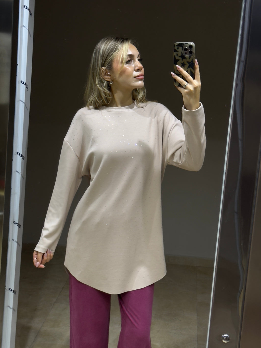 Parıltılı Modal Kumaş Pamuklu Tüylenmeyen Spor ve Şık Oversize Tunik