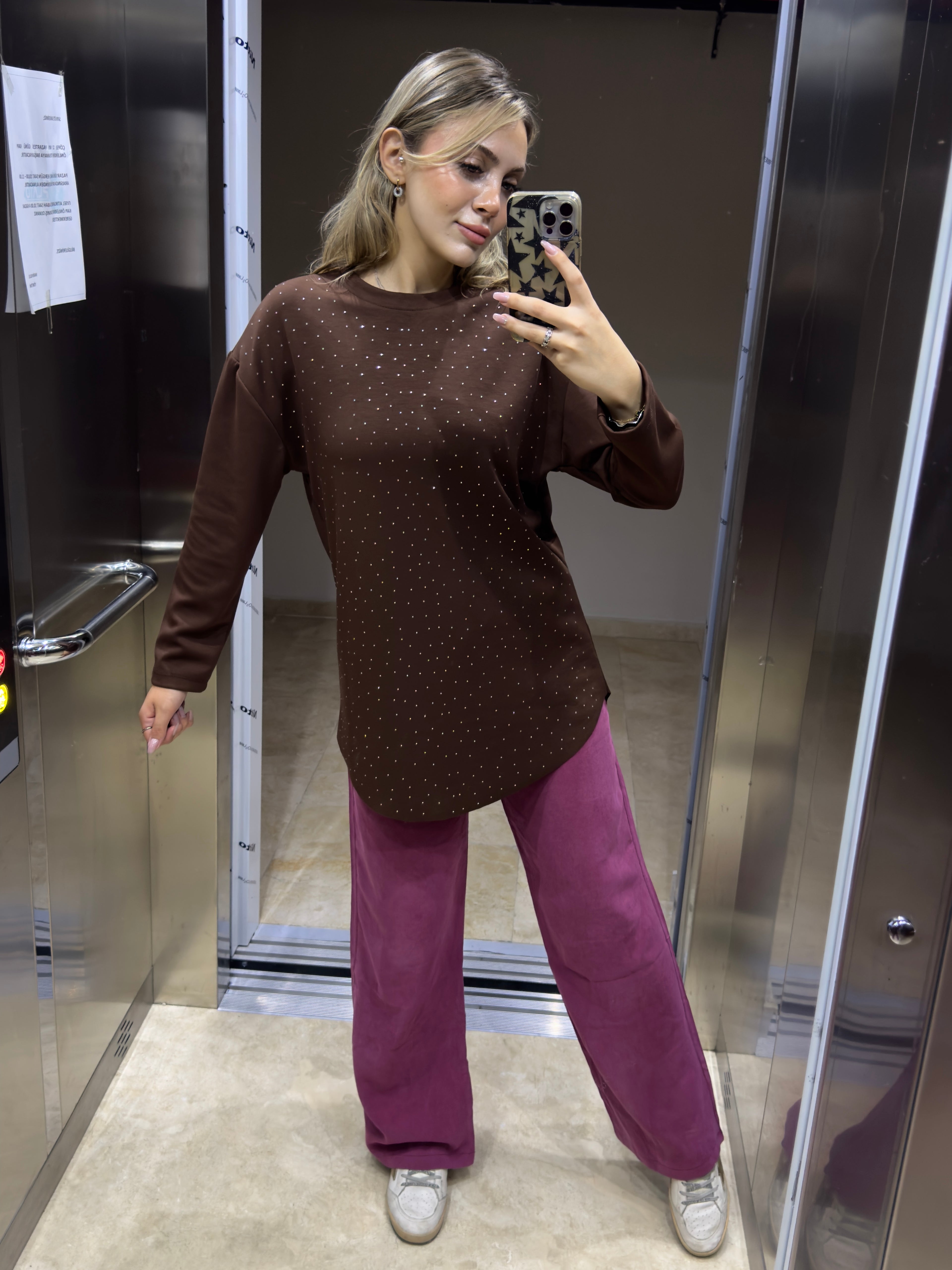 Parıltılı Modal Kumaş Pamuklu Tüylenmeyen Spor ve Şık Oversize Tunik