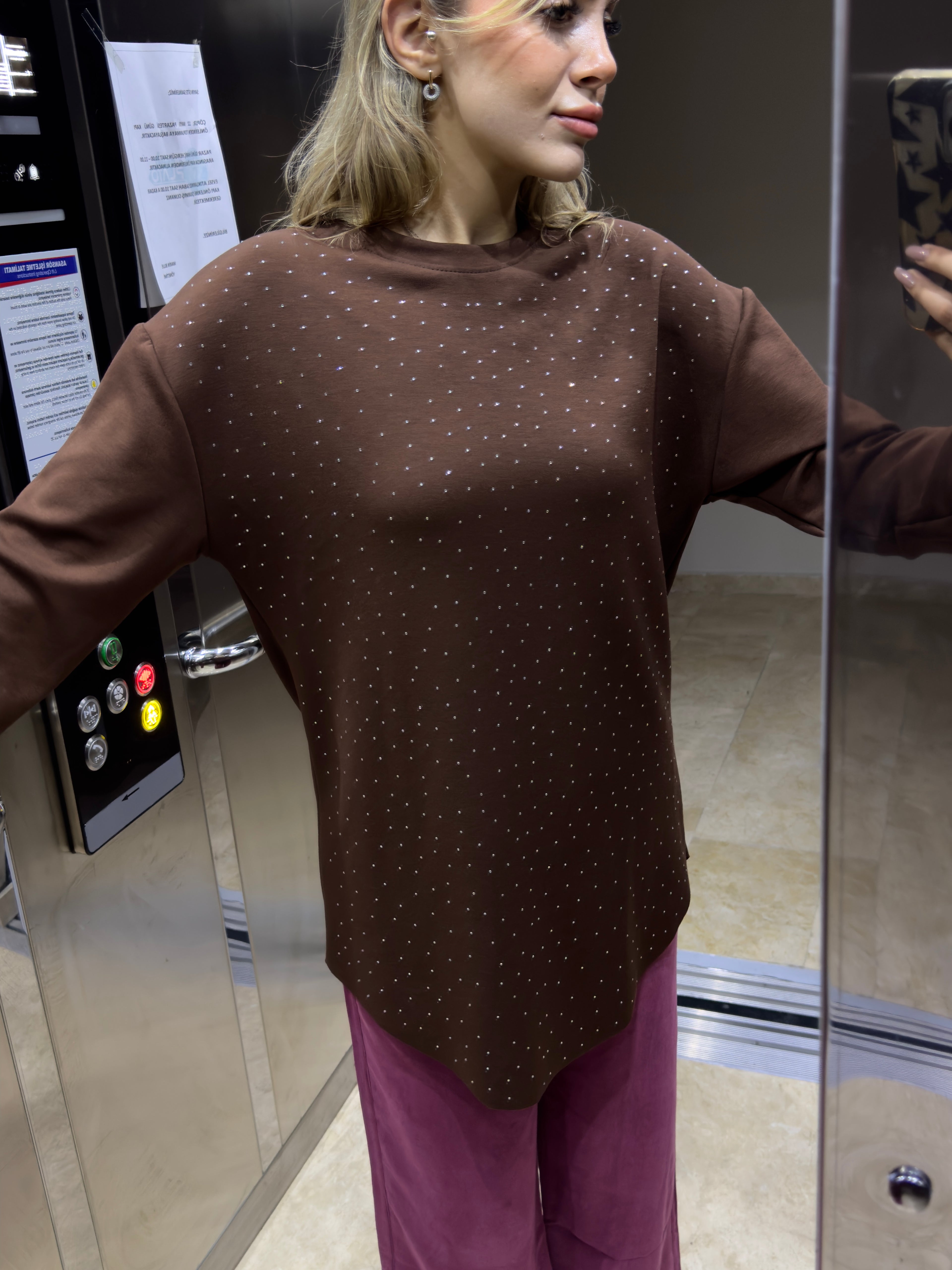 Parıltılı Modal Kumaş Pamuklu Tüylenmeyen Spor ve Şık Oversize Tunik