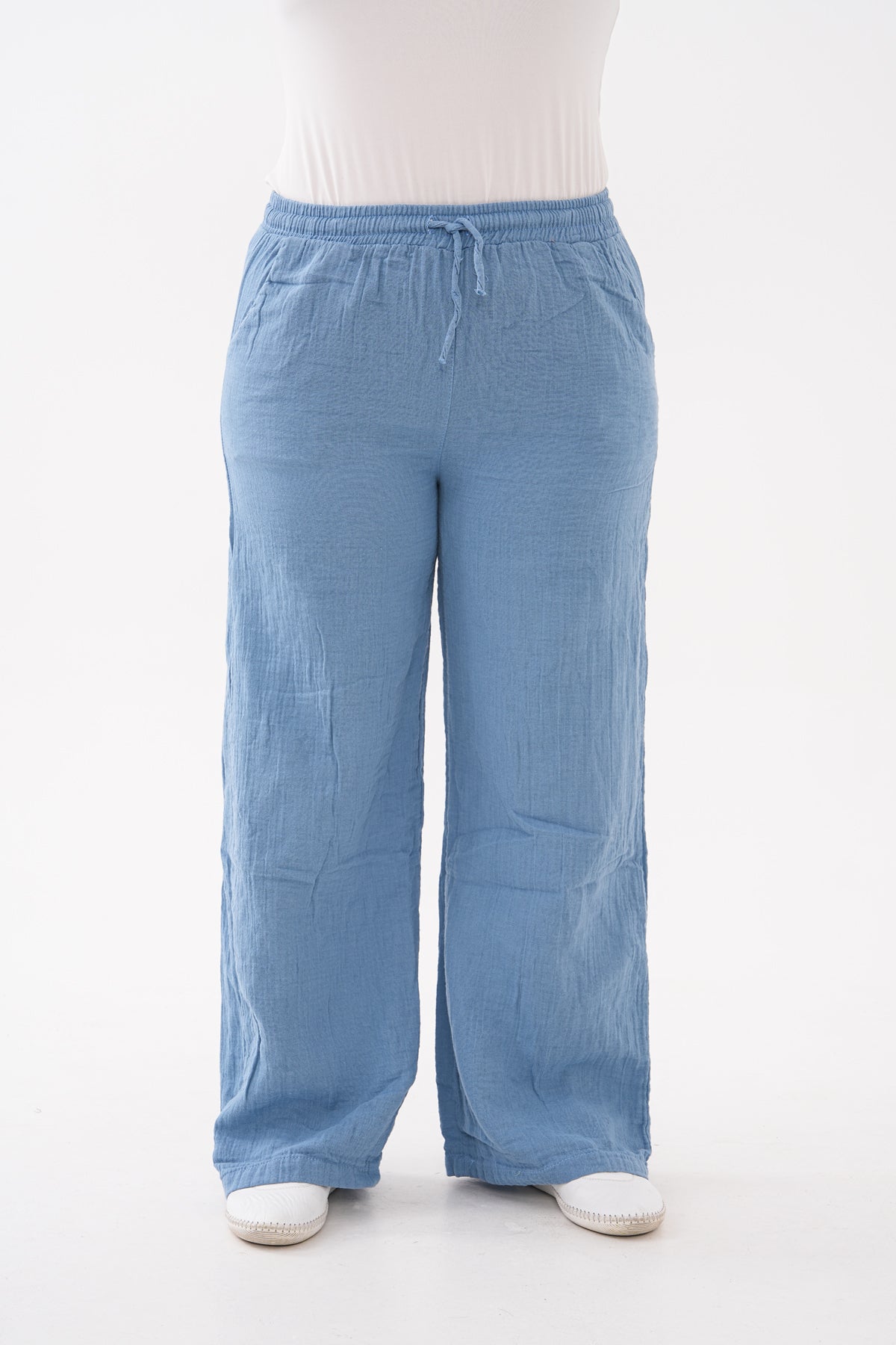Müslin Kumaş Bol Paça Pantolon