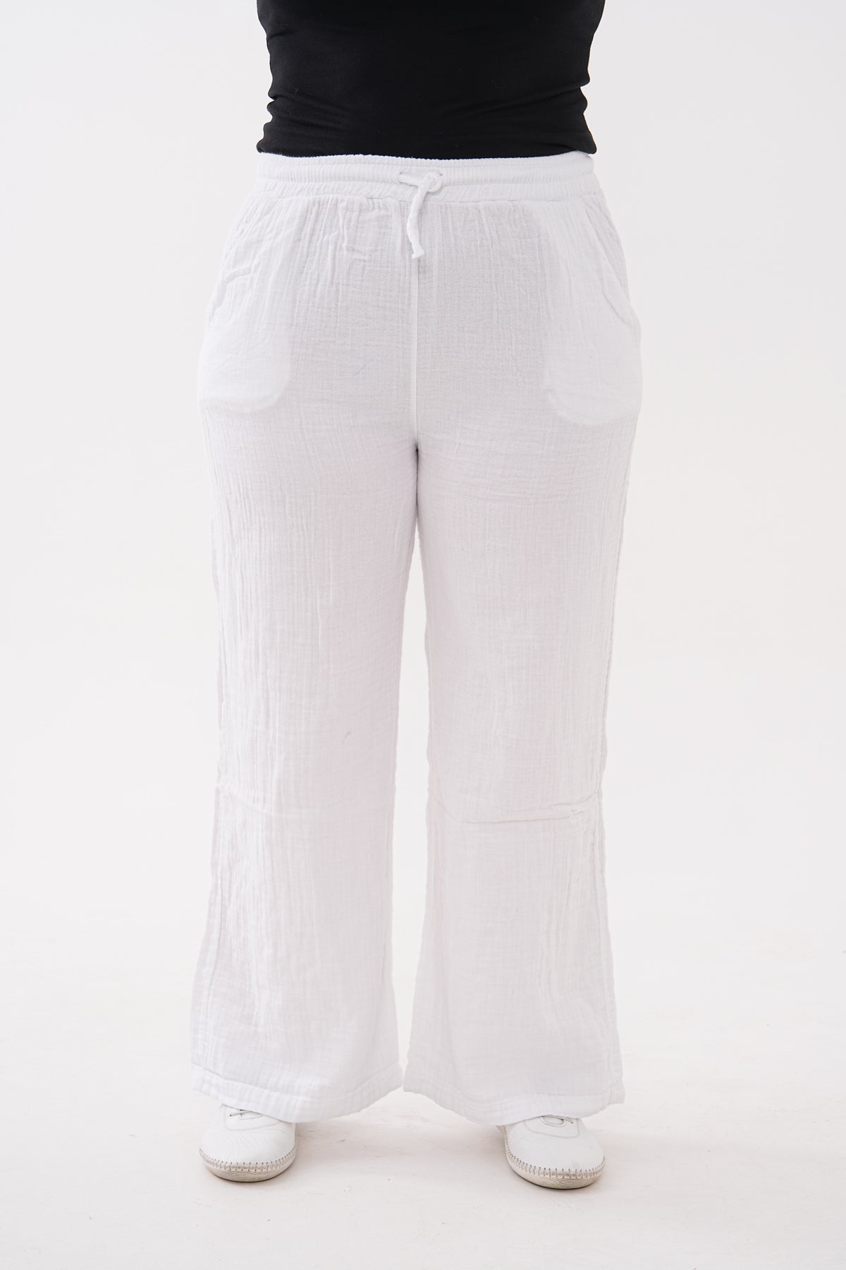 Müslin Kumaş Bol Paça Pantolon