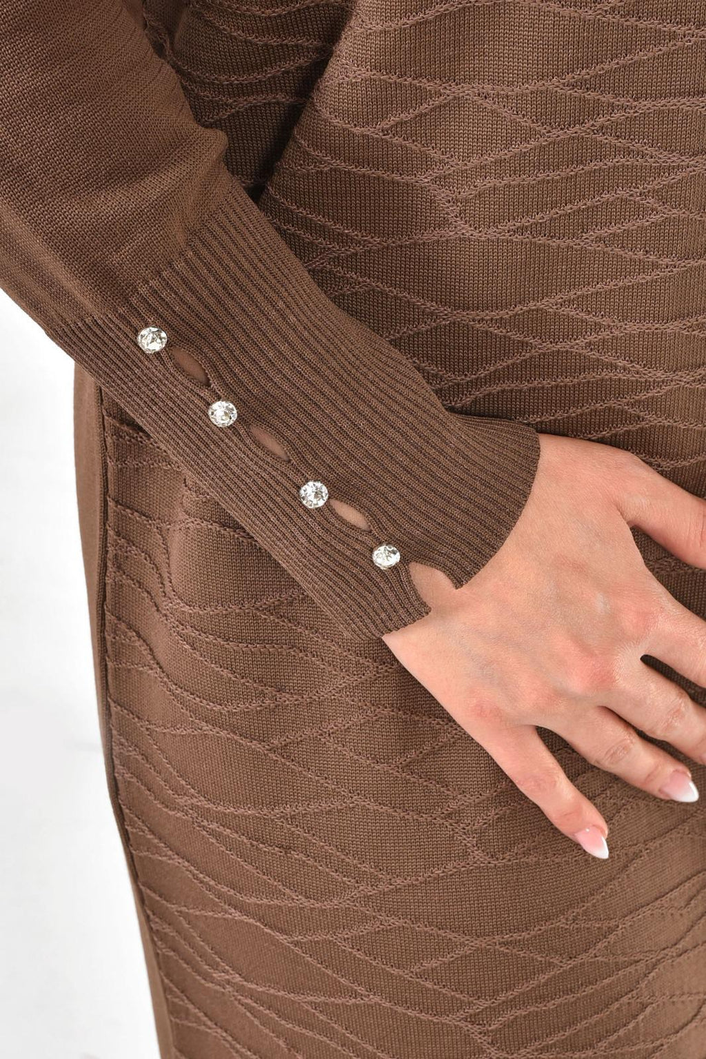 Merserize Kumaş Düğmeli Uzun Hırka