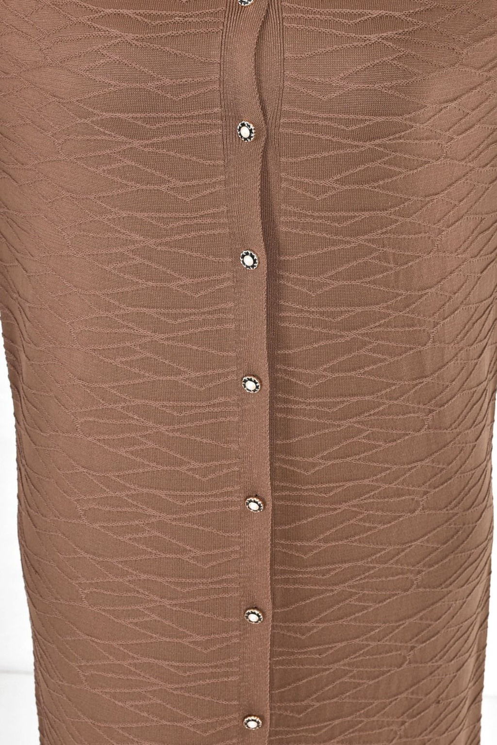 Merserize Kumaş Düğmeli Uzun Hırka