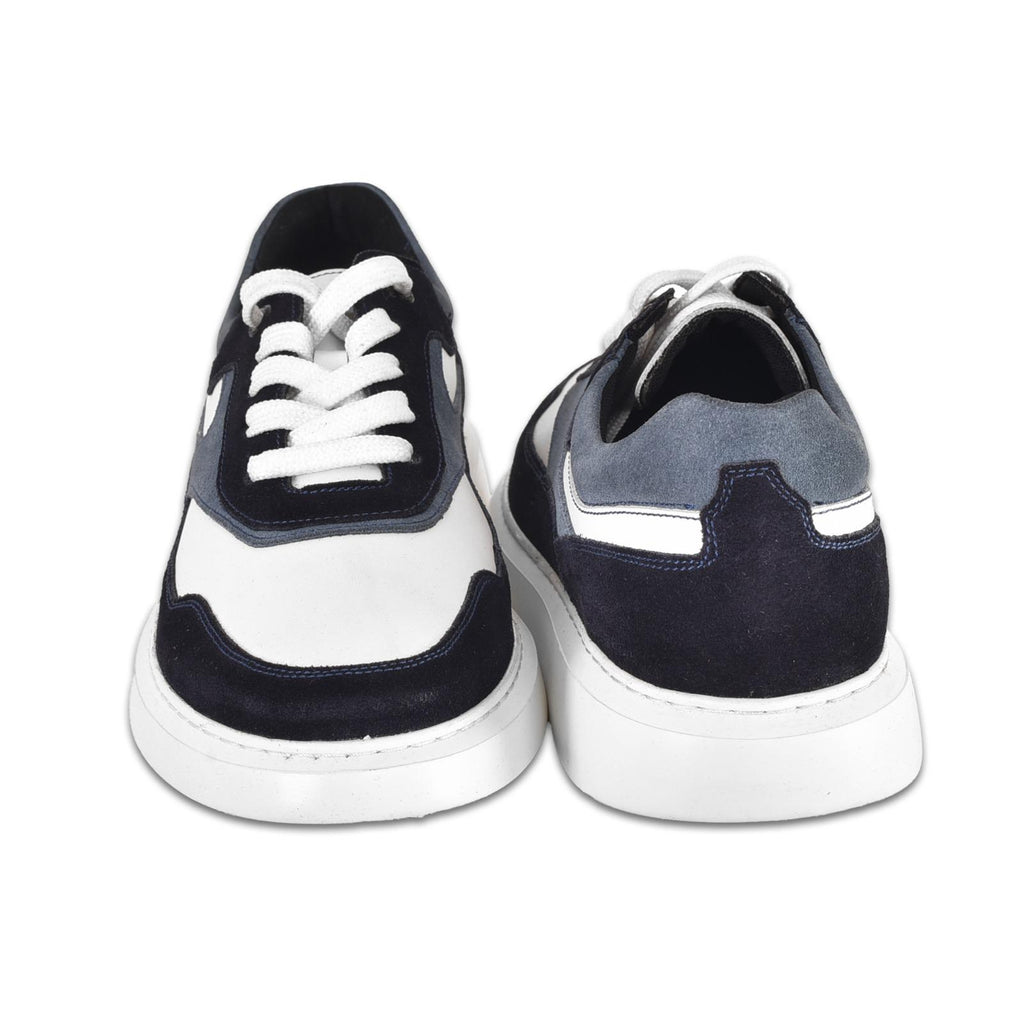 Beyaz-Lacivert Deri Detaylı Günlük Erkek Spor Ayakkabı