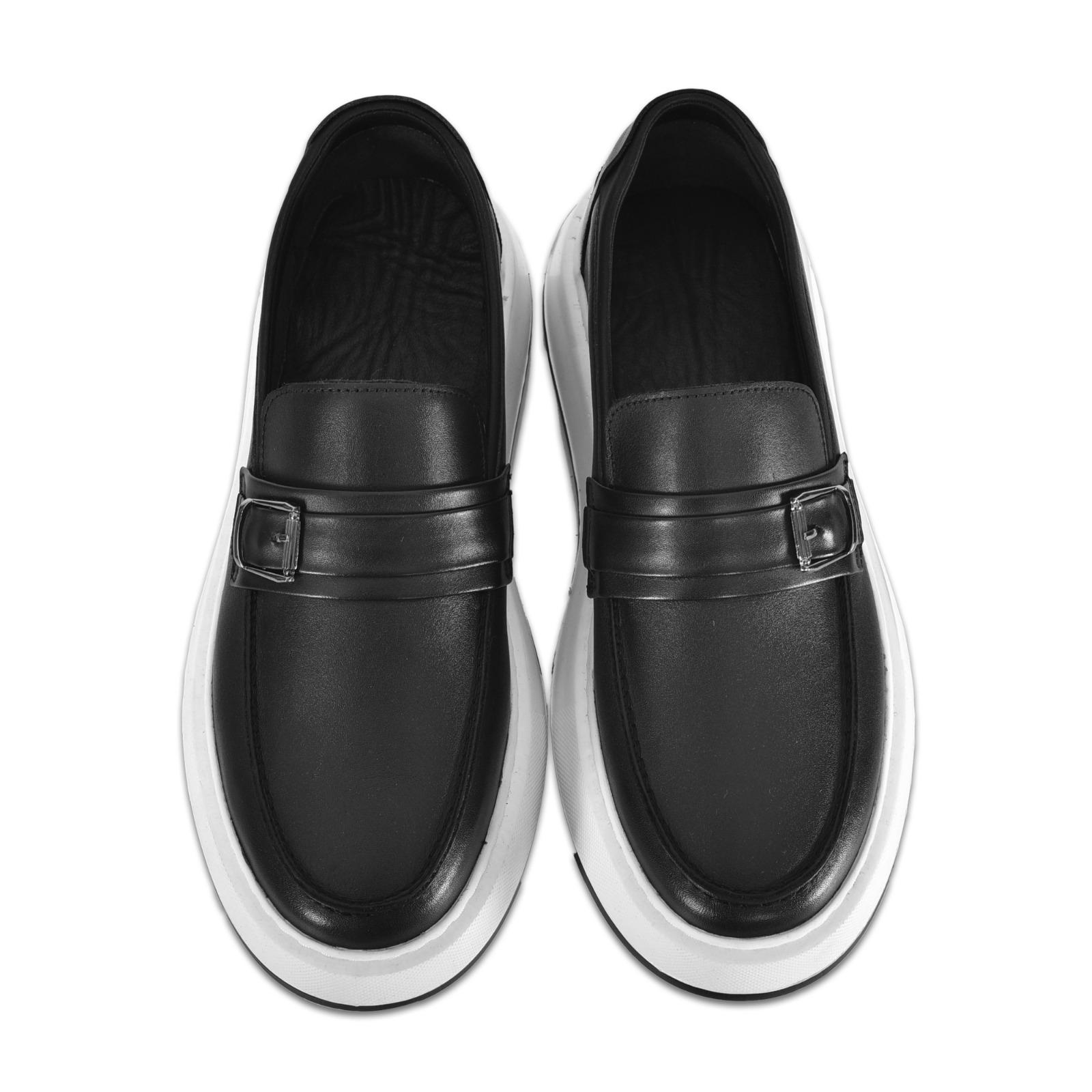 Siyah Deri Tokalı Erkek Loafer Ayakkabı