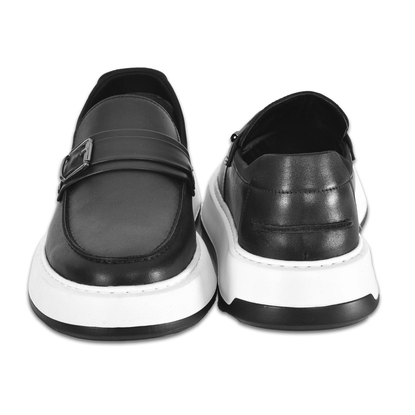 Siyah Deri Tokalı Erkek Loafer Ayakkabı
