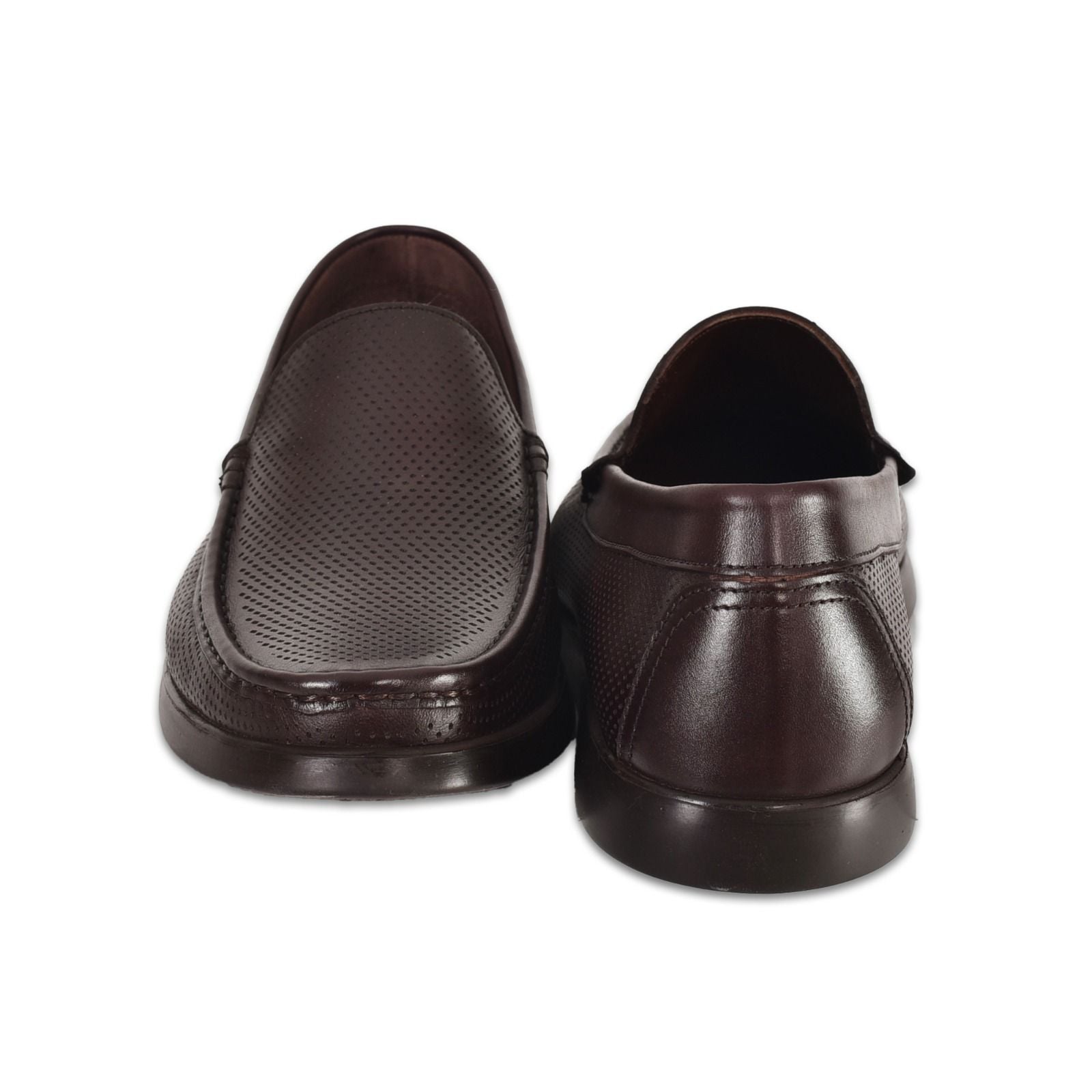 Kahverengi Delikli Deri Erkek Loafer Ayakkabı