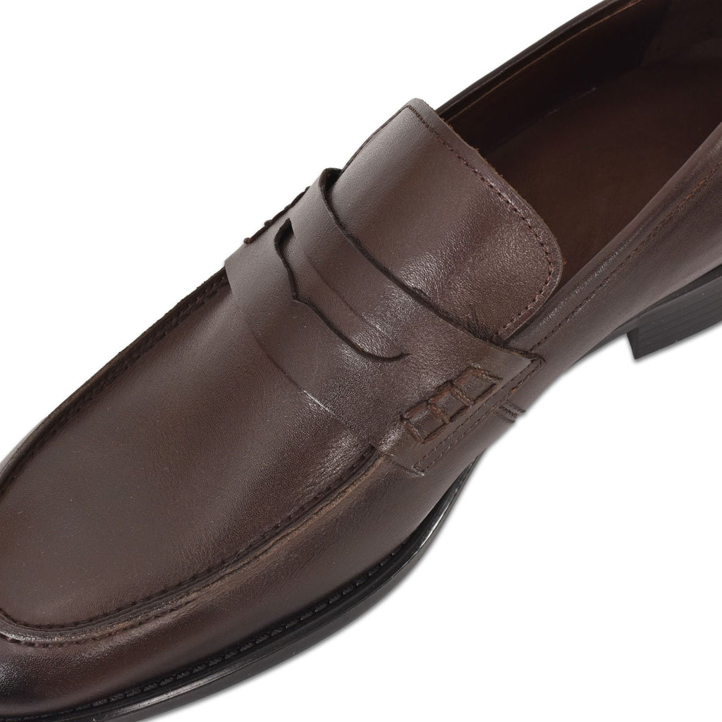 Kahverengi Deri Klasik Erkek Loafer Ayakkabı