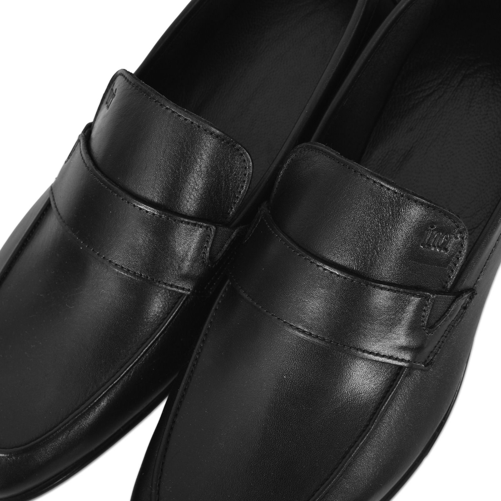 Siyah Deri Bağcıksız Klasik Erkek Ayakkabı