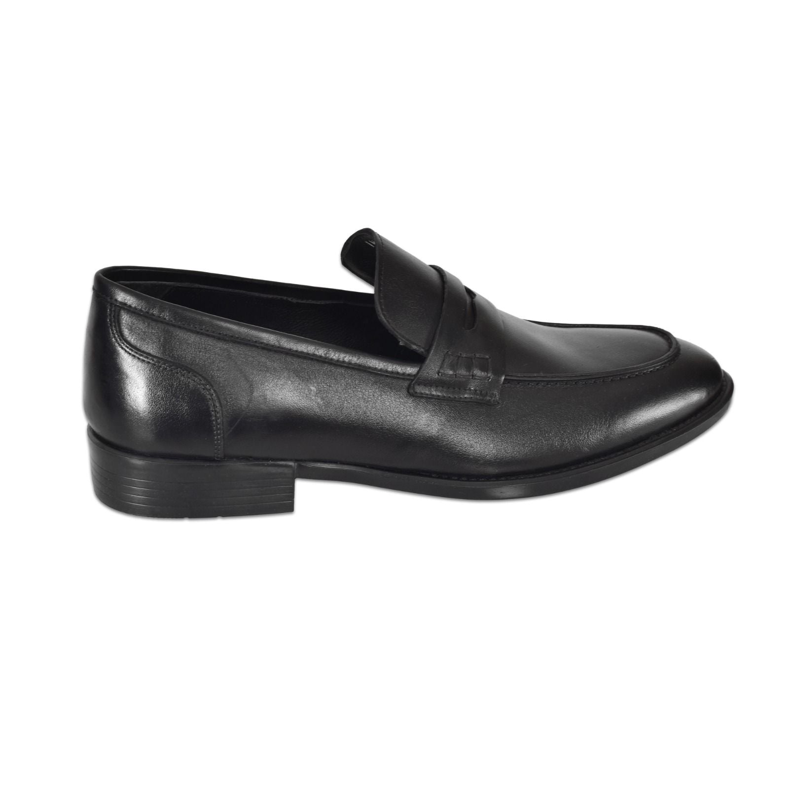 Siyah Deri Bağcıksız Klasik Erkek Ayakkabı