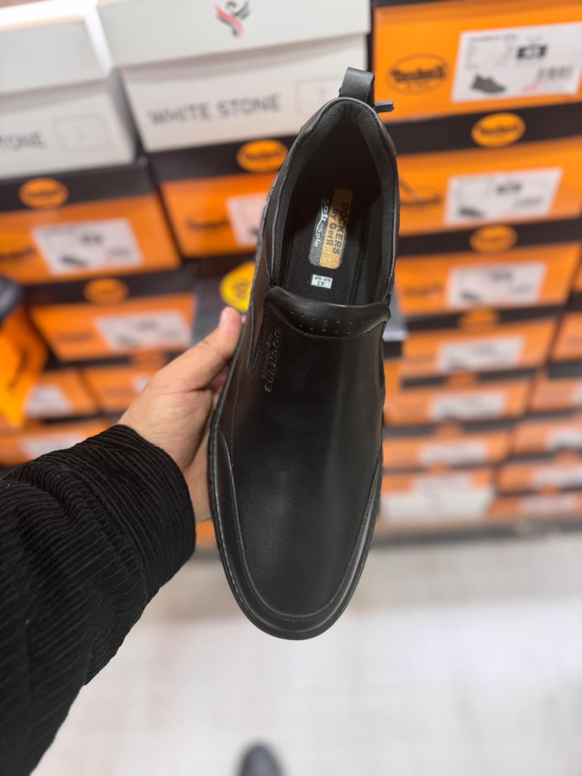 Siyah Deri Yandan Lastikli Ortopedik Baba Ayakkabısı Erkek Ayakkabı