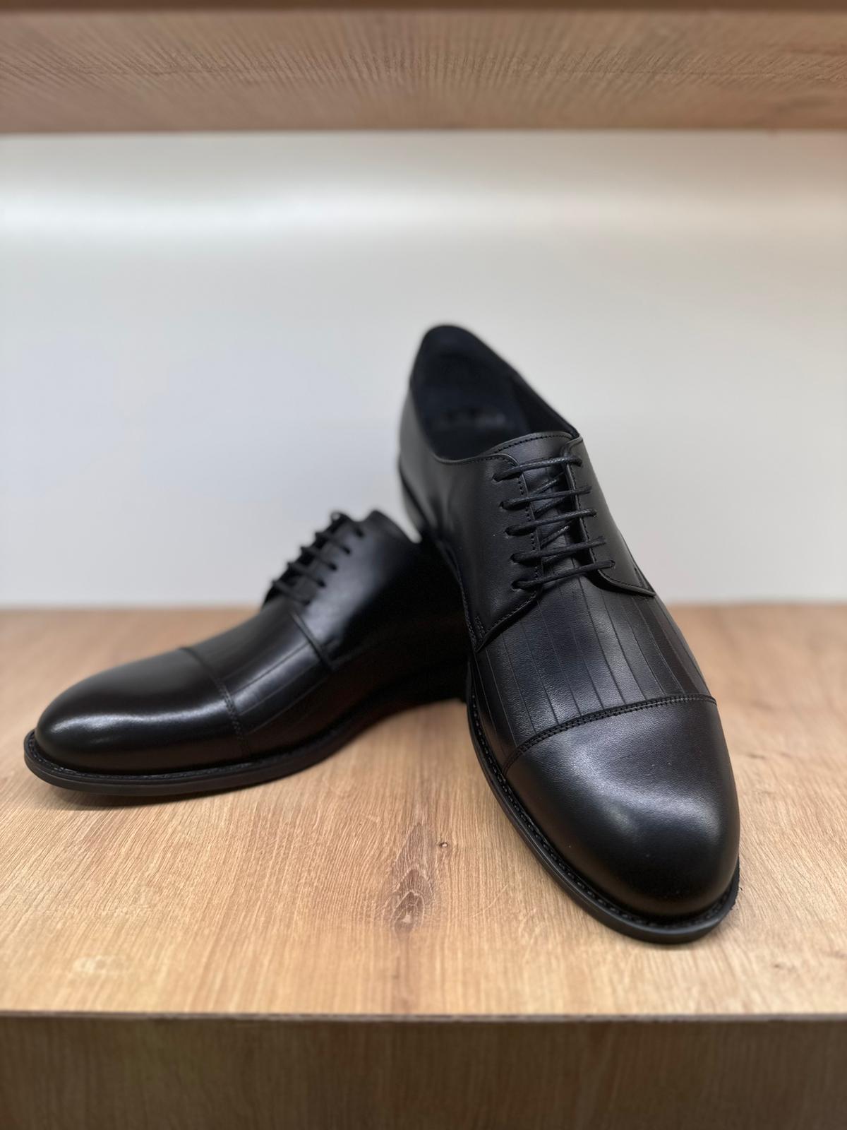 Hakiki Deri Şerit Detaylı Oxford Erkek Ayakkabı – Siyah