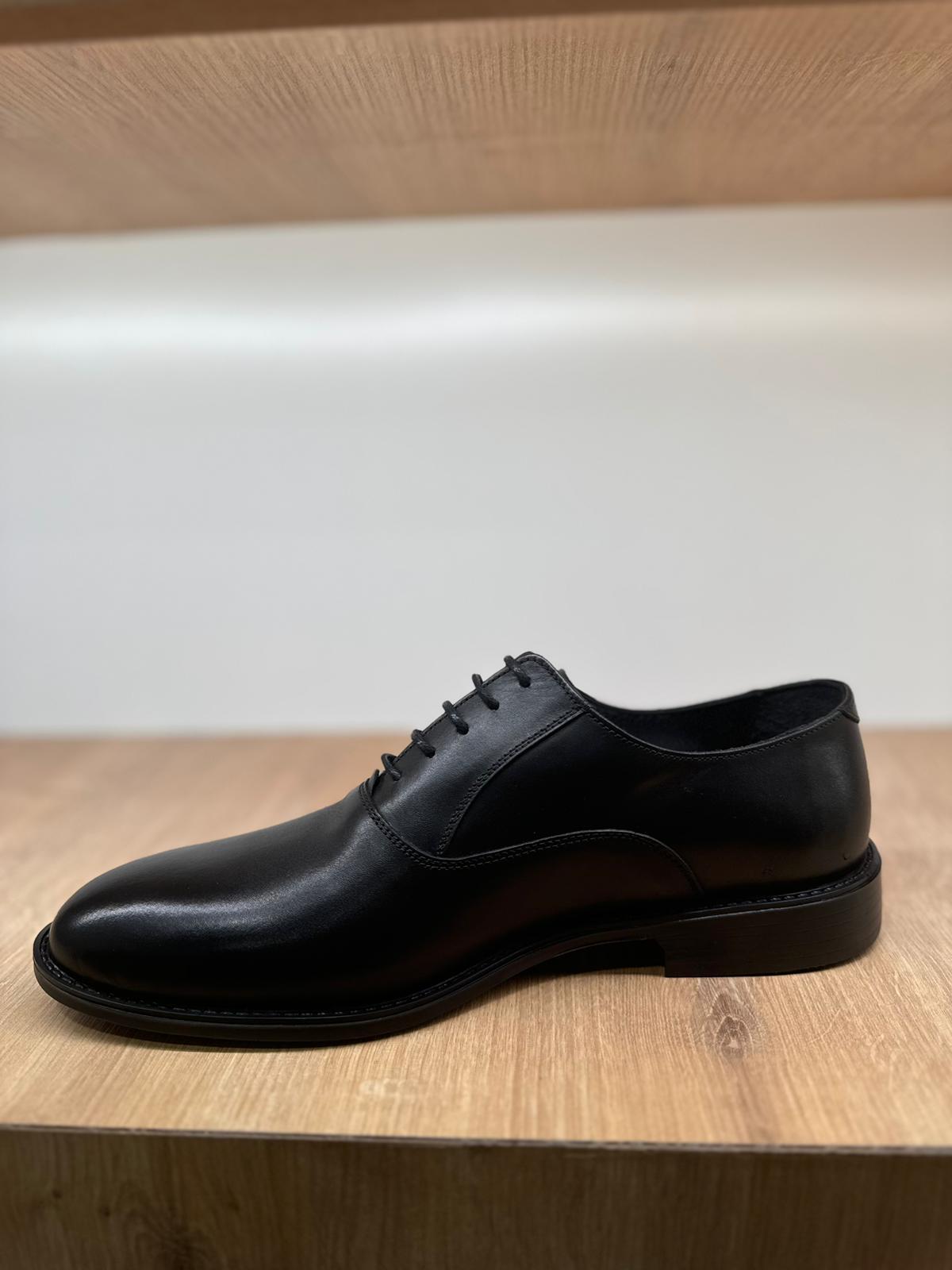 Hakiki Deri Dikişsiz Oxford Erkek Ayakkabı – Siyah