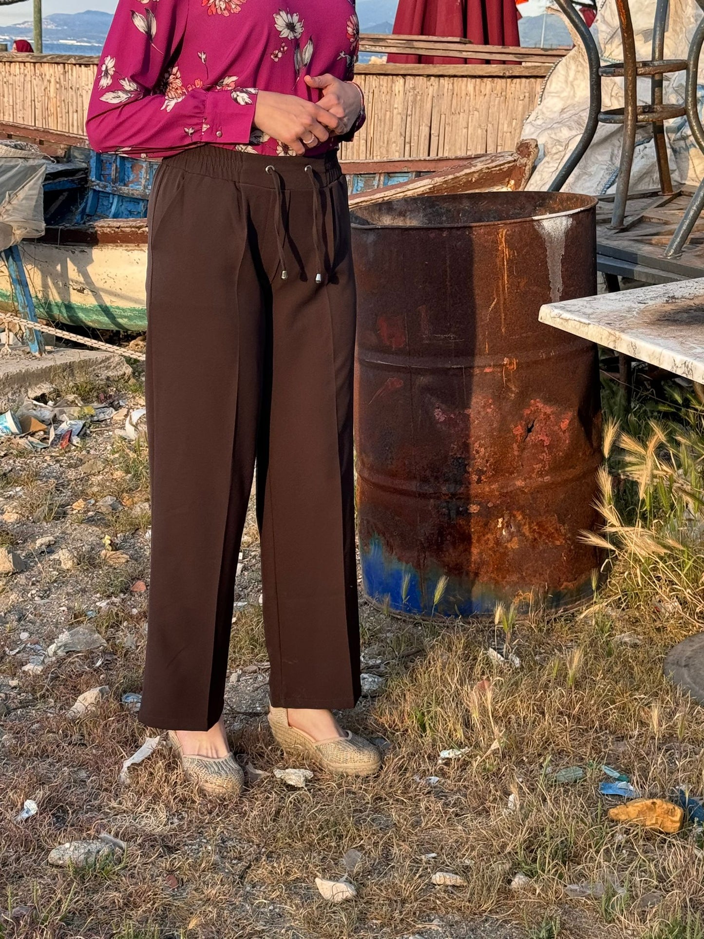 DOUBLE KREP KUMAŞ BOL PAÇA PANTOLON