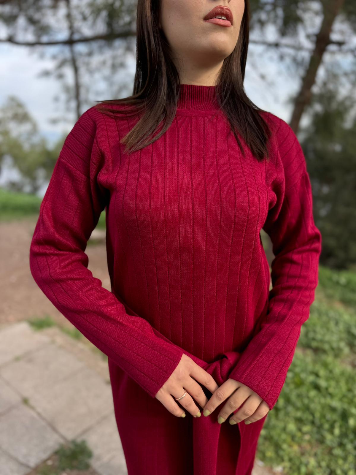 KUŞAKLI BAĞLAMALI YARI BOĞAZLI ESNEK MERSERİZE TRİKO KUMAŞ ELBİSE